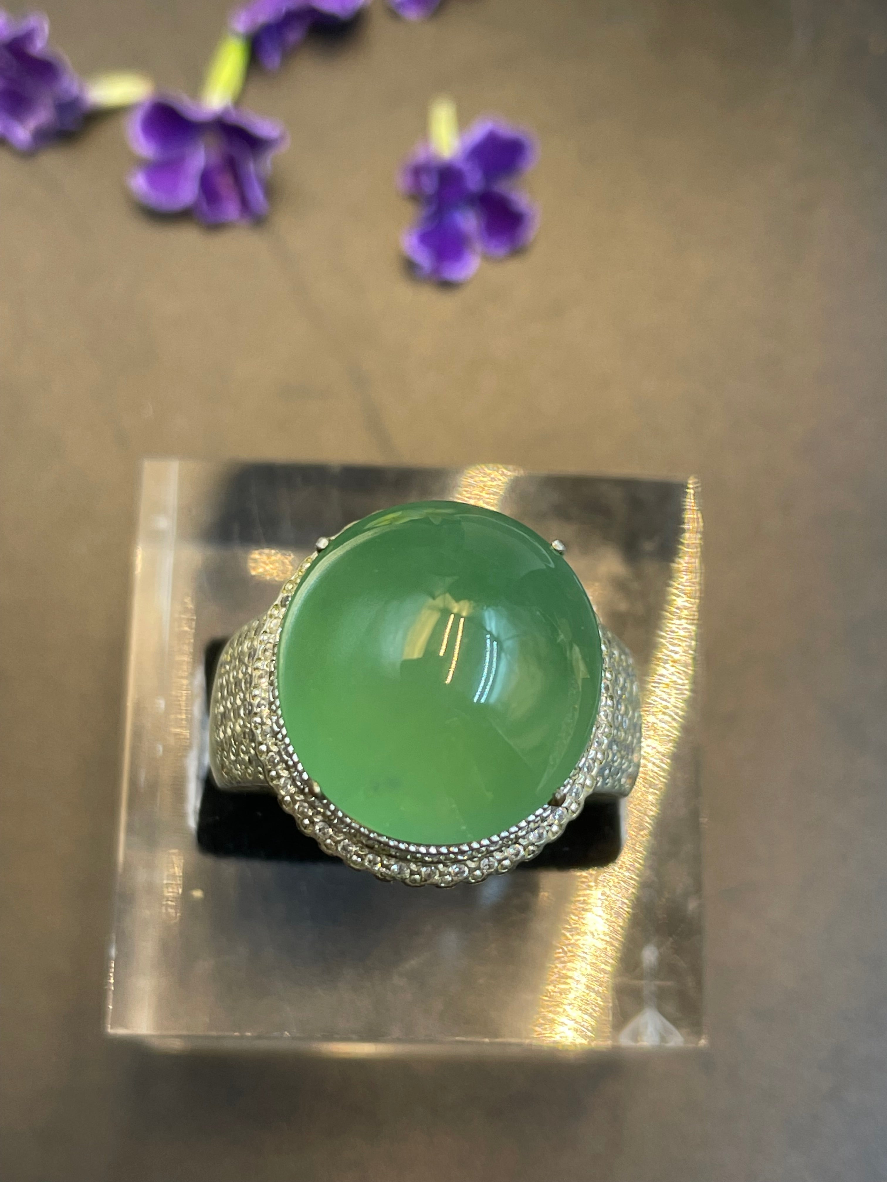 緬甸翡翠冰種蛋面戒指