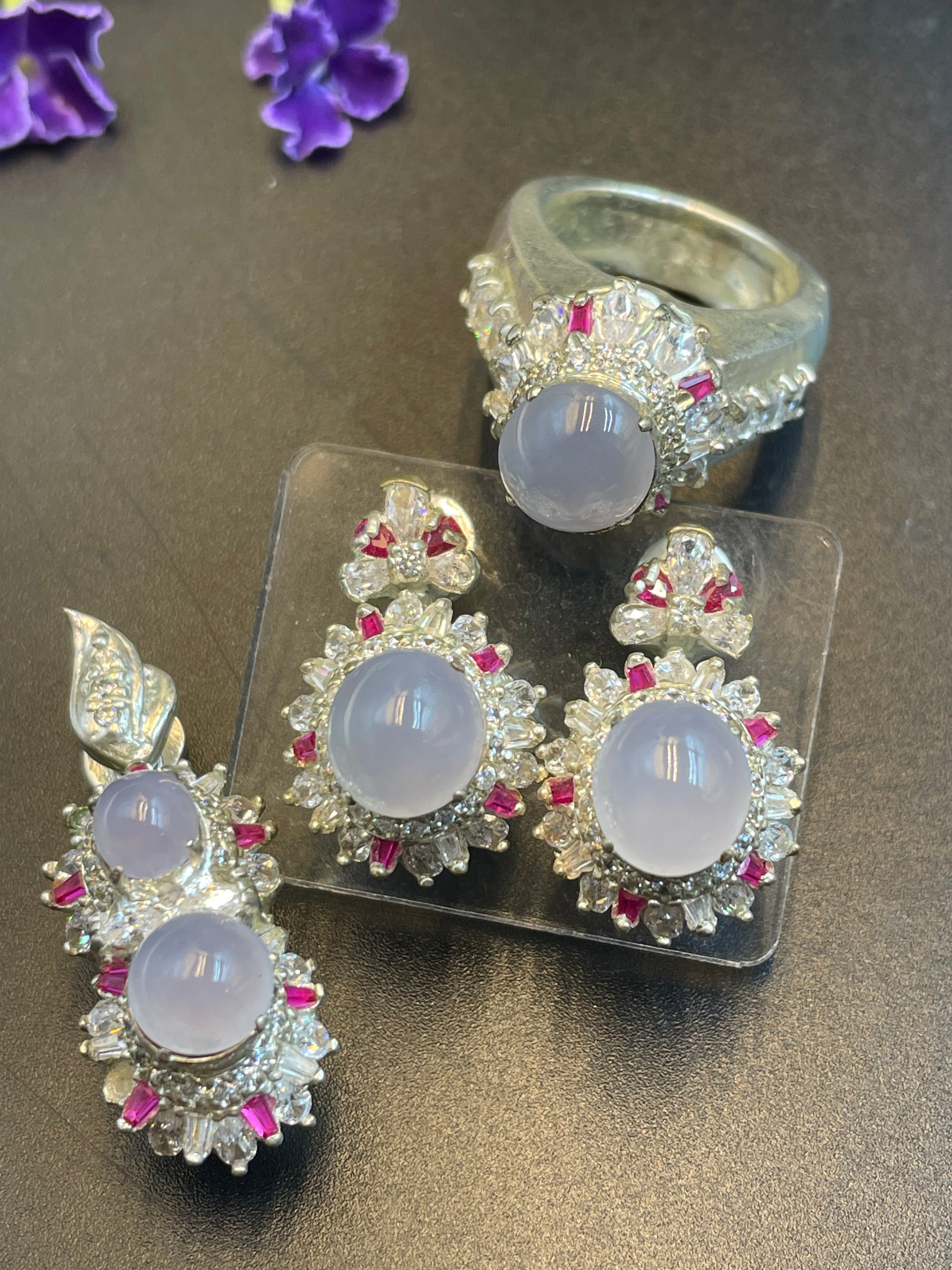 緬甸翡翠冰種蛋面套裝