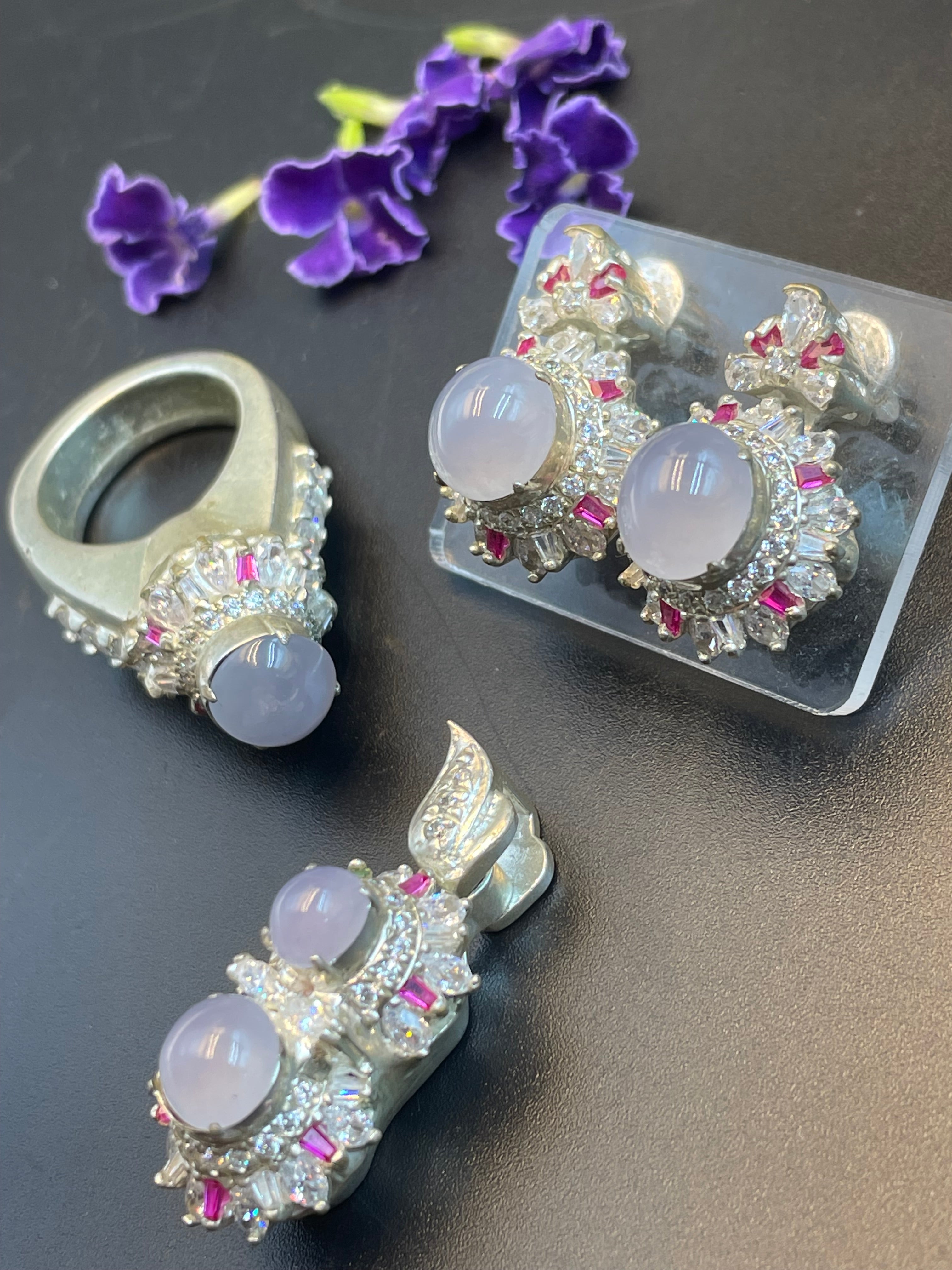 緬甸翡翠冰種蛋面套裝