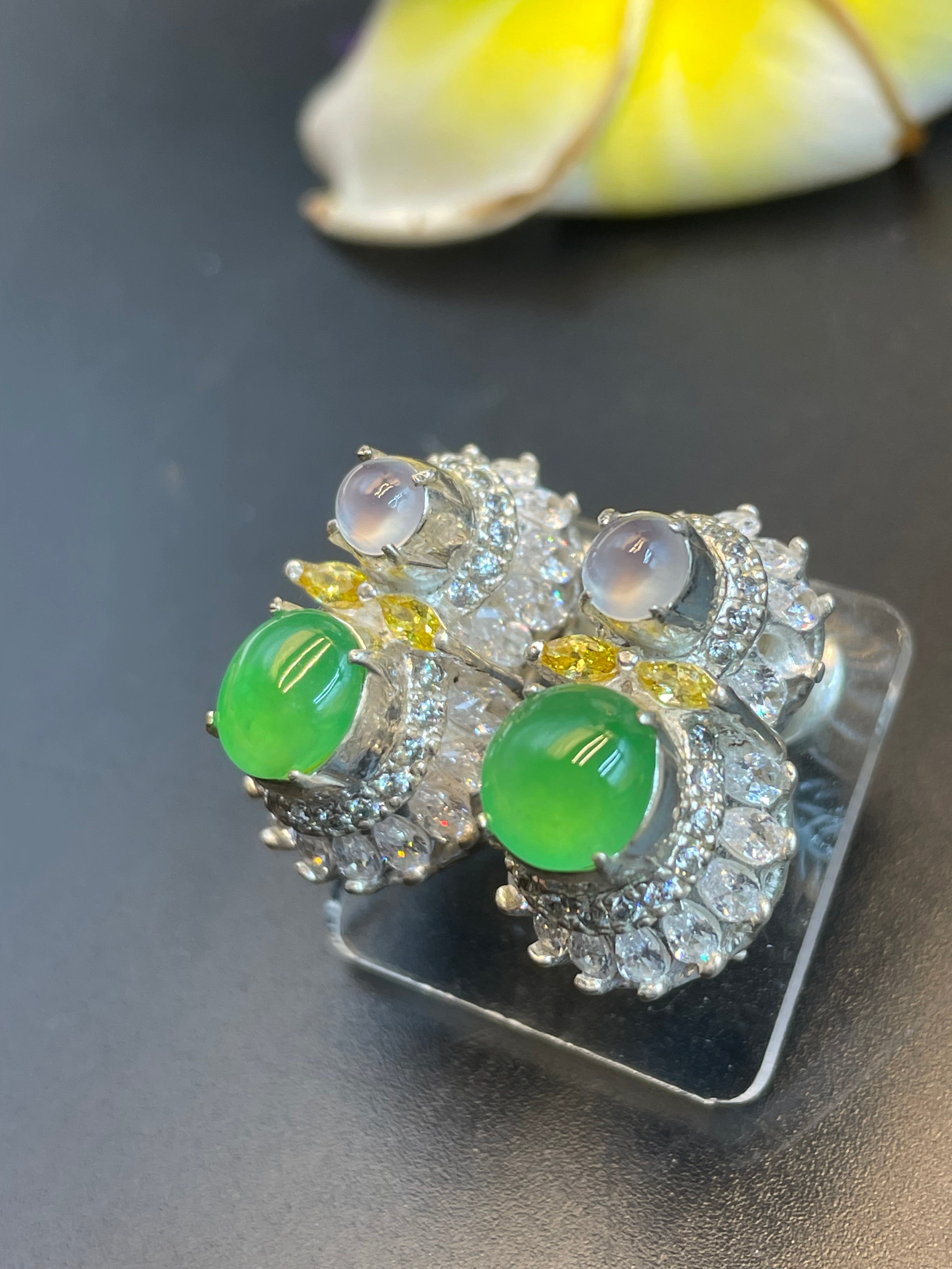 緬甸翡翠冰種蛋面套裝