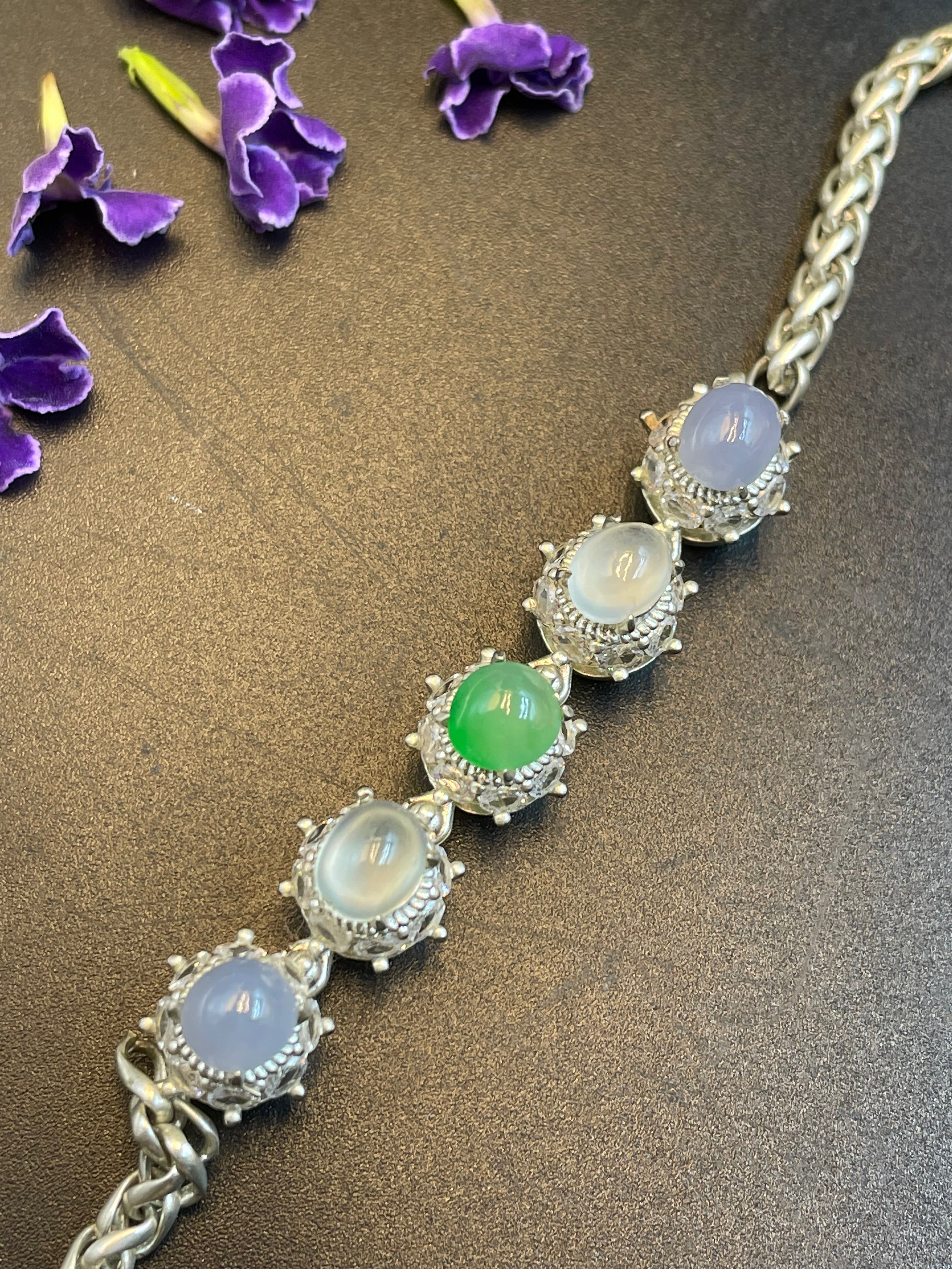 緬甸翡翠冰種蛋面手鏈