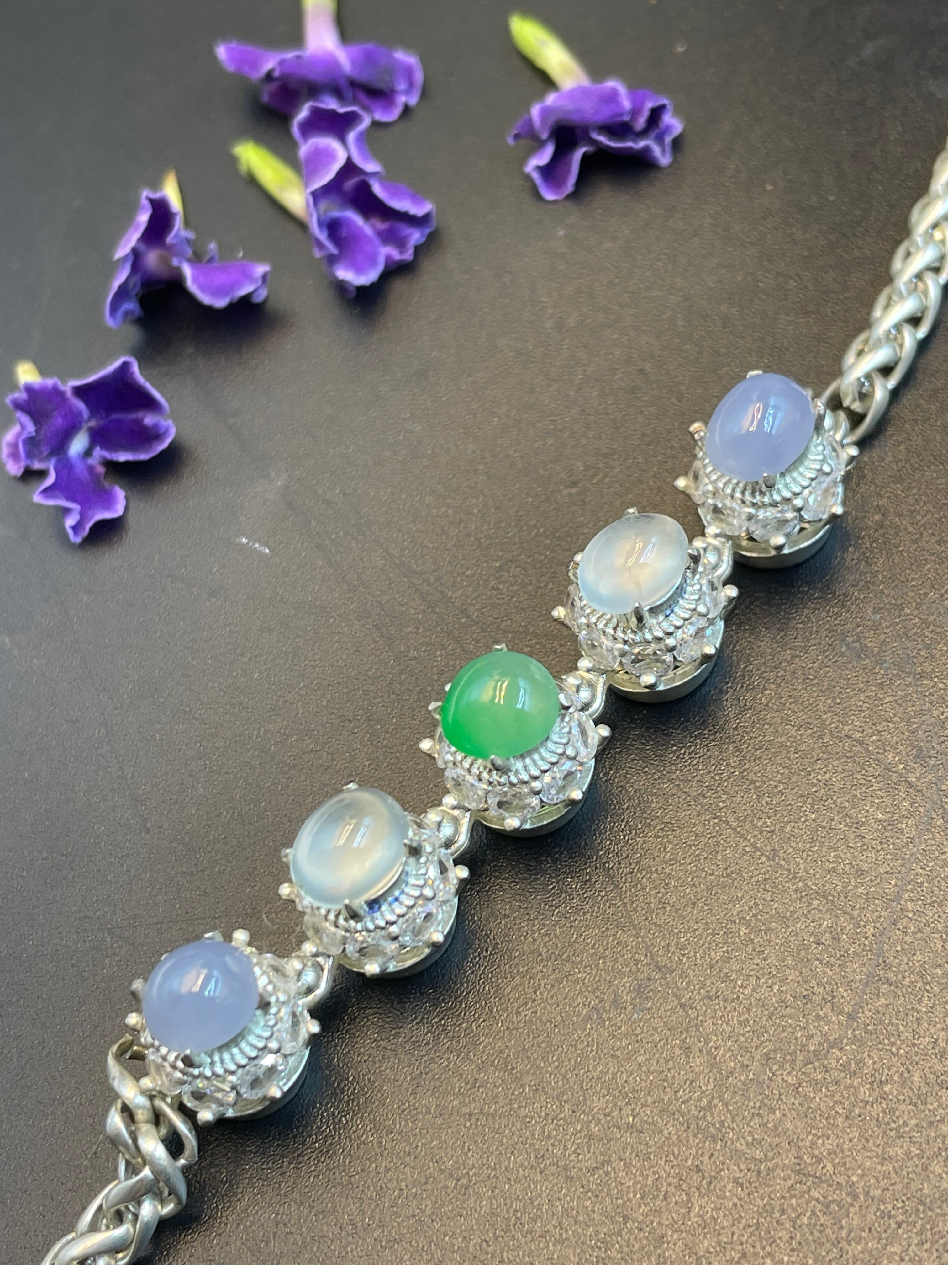 緬甸翡翠冰種蛋面手鏈