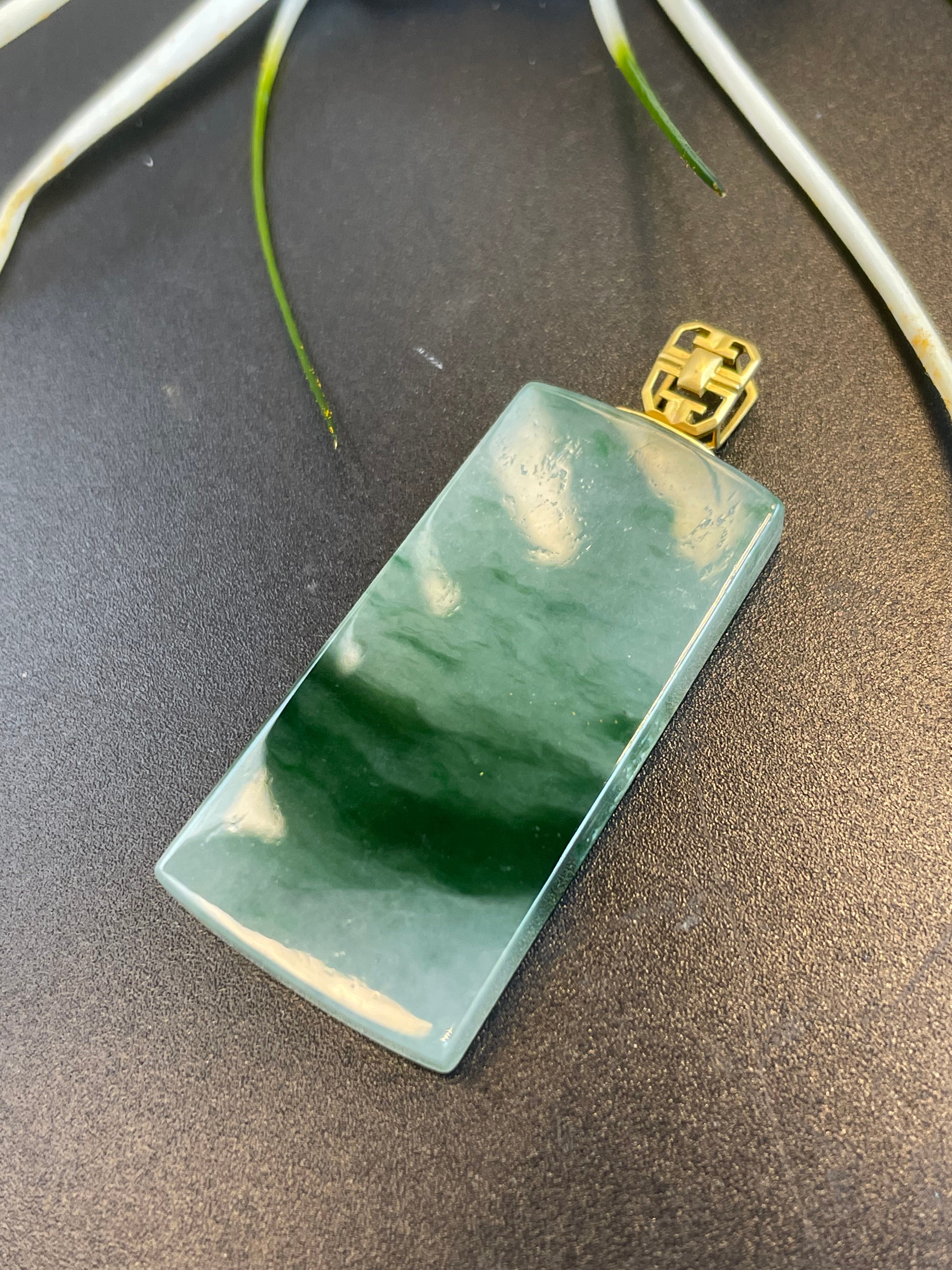 緬甸翡翠冰種飄花無事牌吊墜