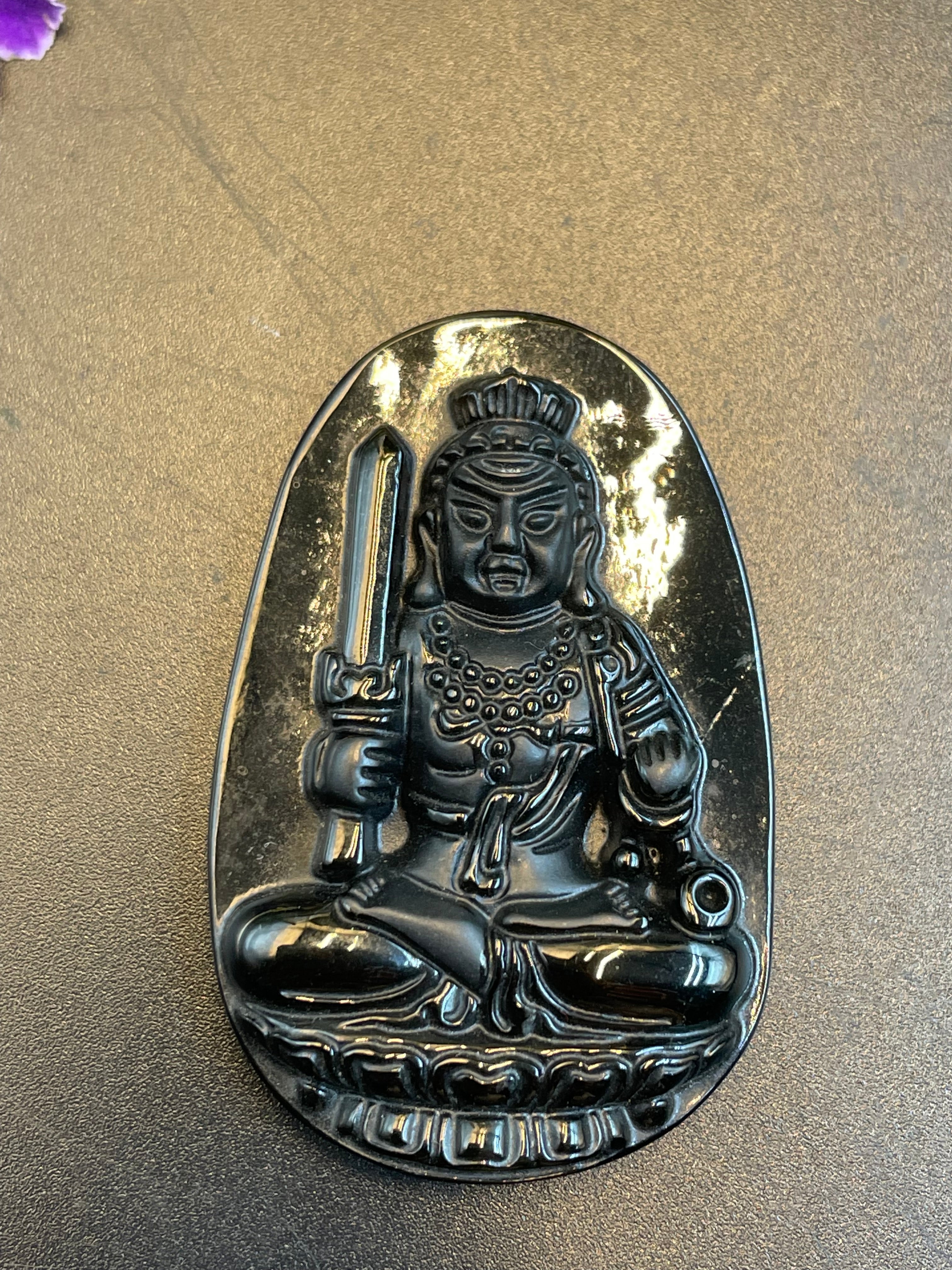 天然翡翠地藏王菩萨墨翠吊墜