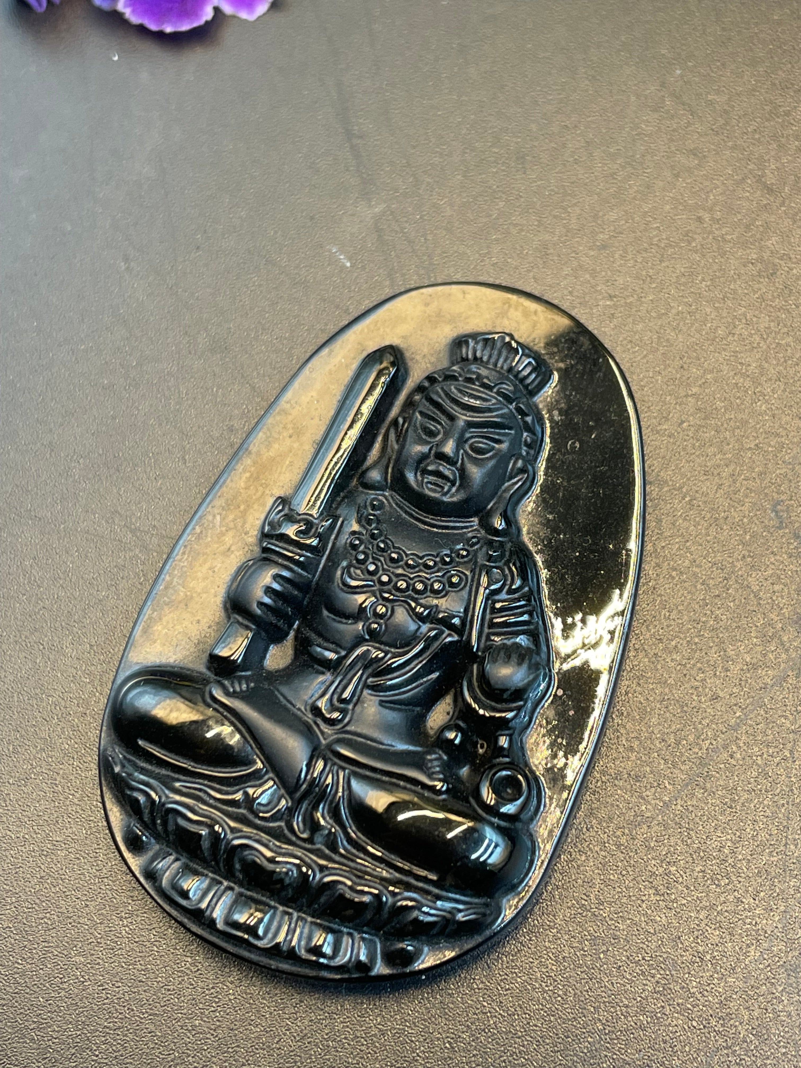 天然翡翠地藏王菩萨墨翠吊墜