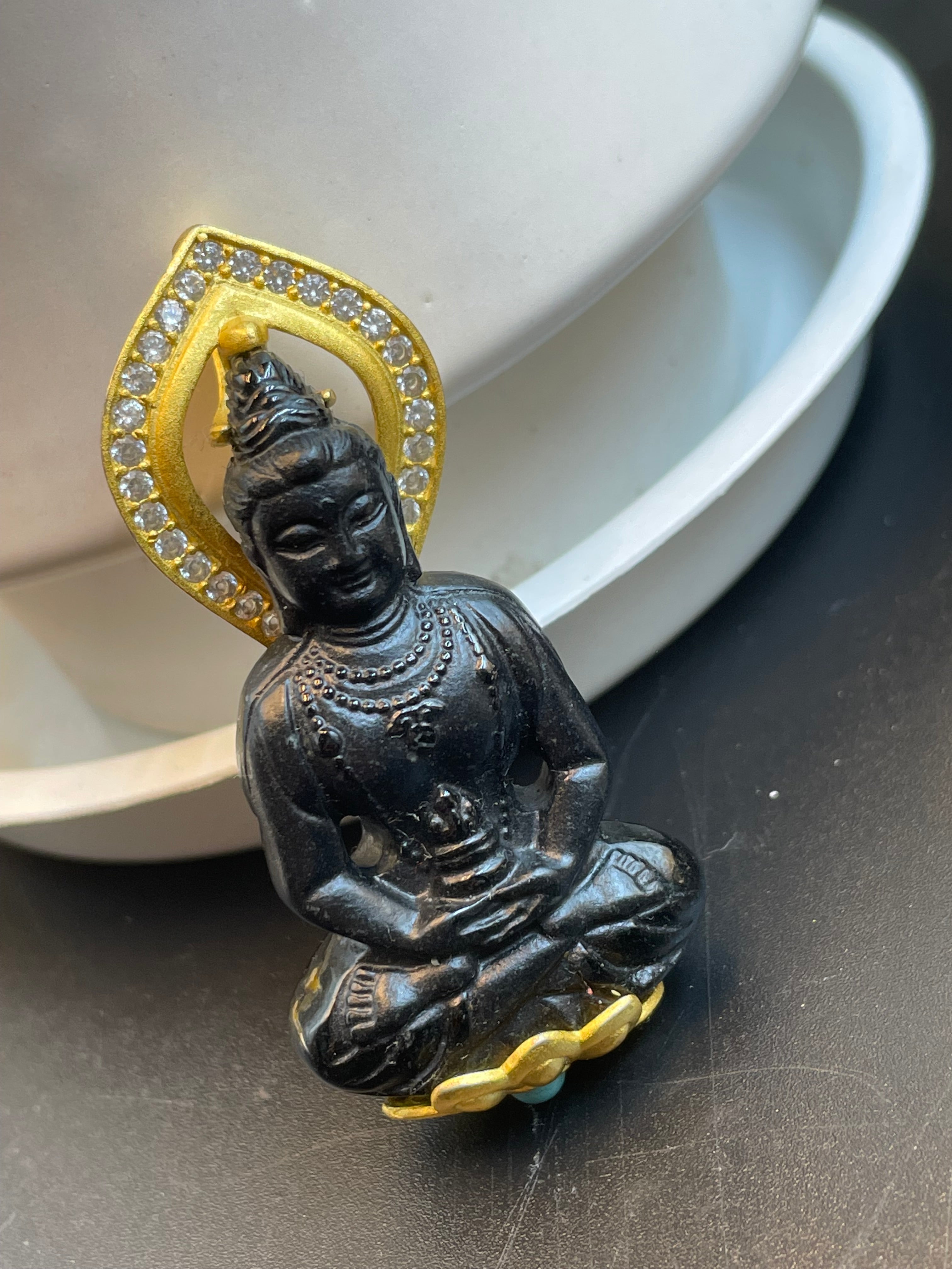 天然翡药师佛墨翠吊墜