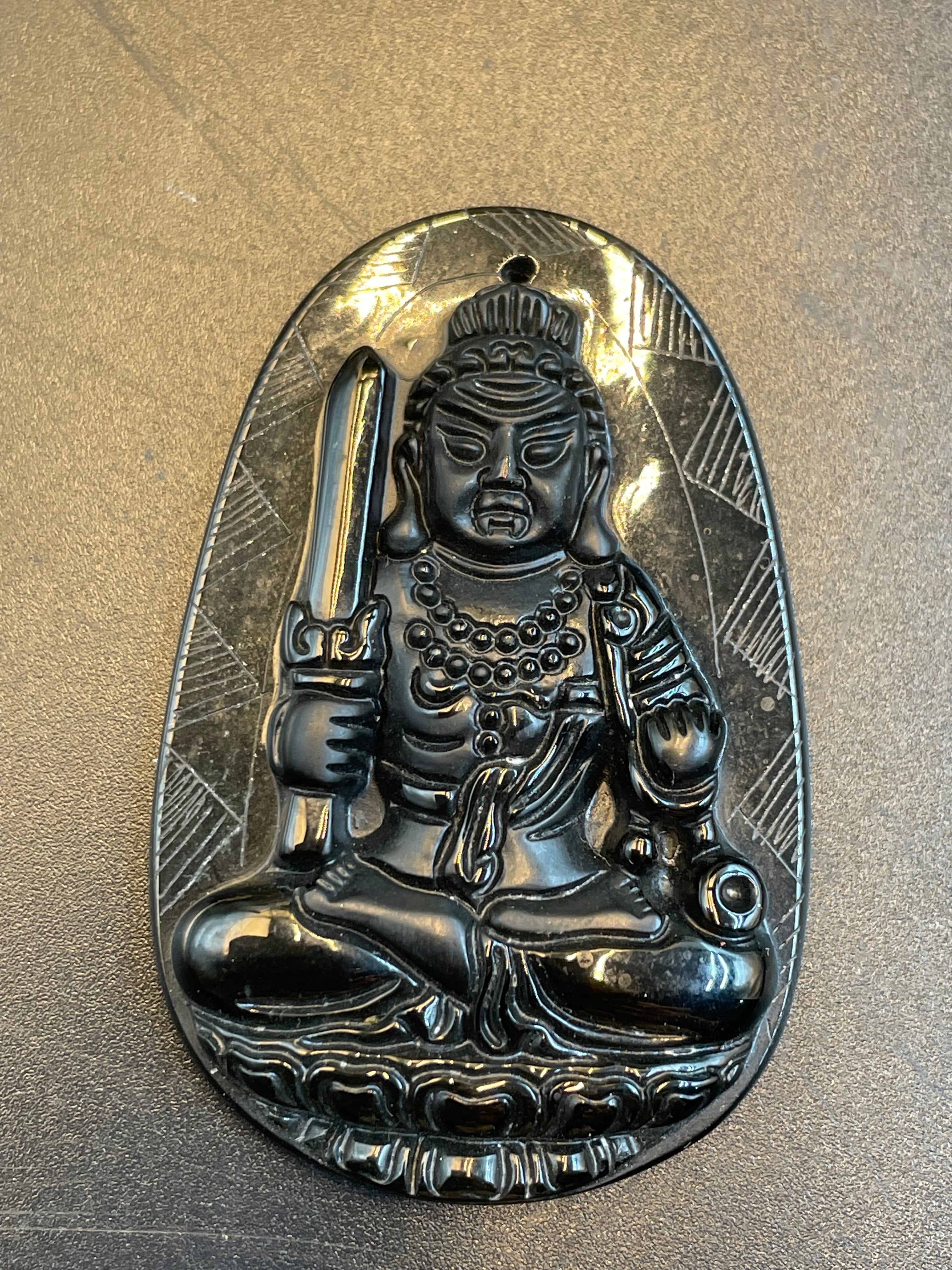 天然翡翠地藏王菩萨墨翠吊墜