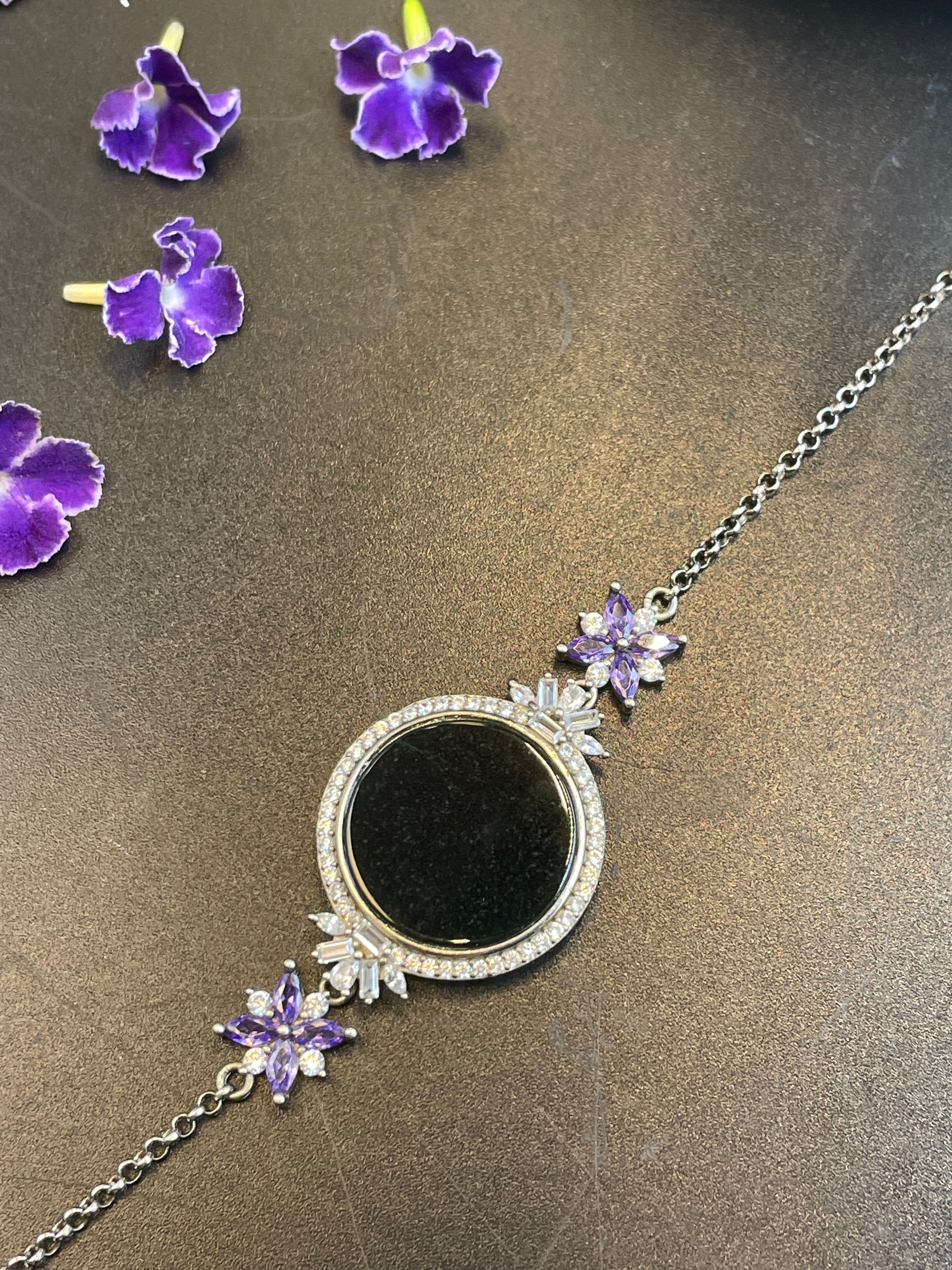 天然翡翠无事牌墨翠手链