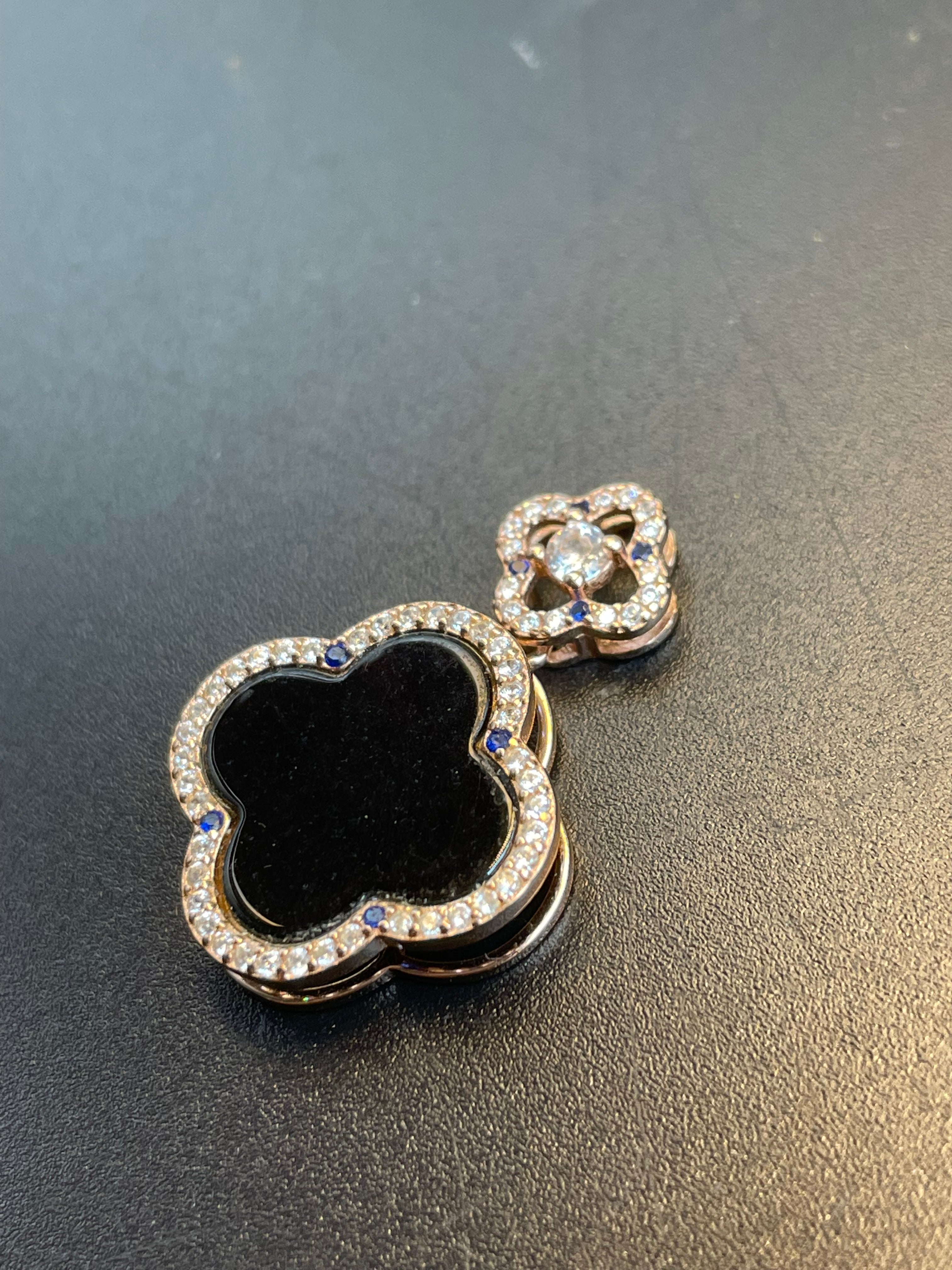 天然翡翠四葉草墨翠吊墜