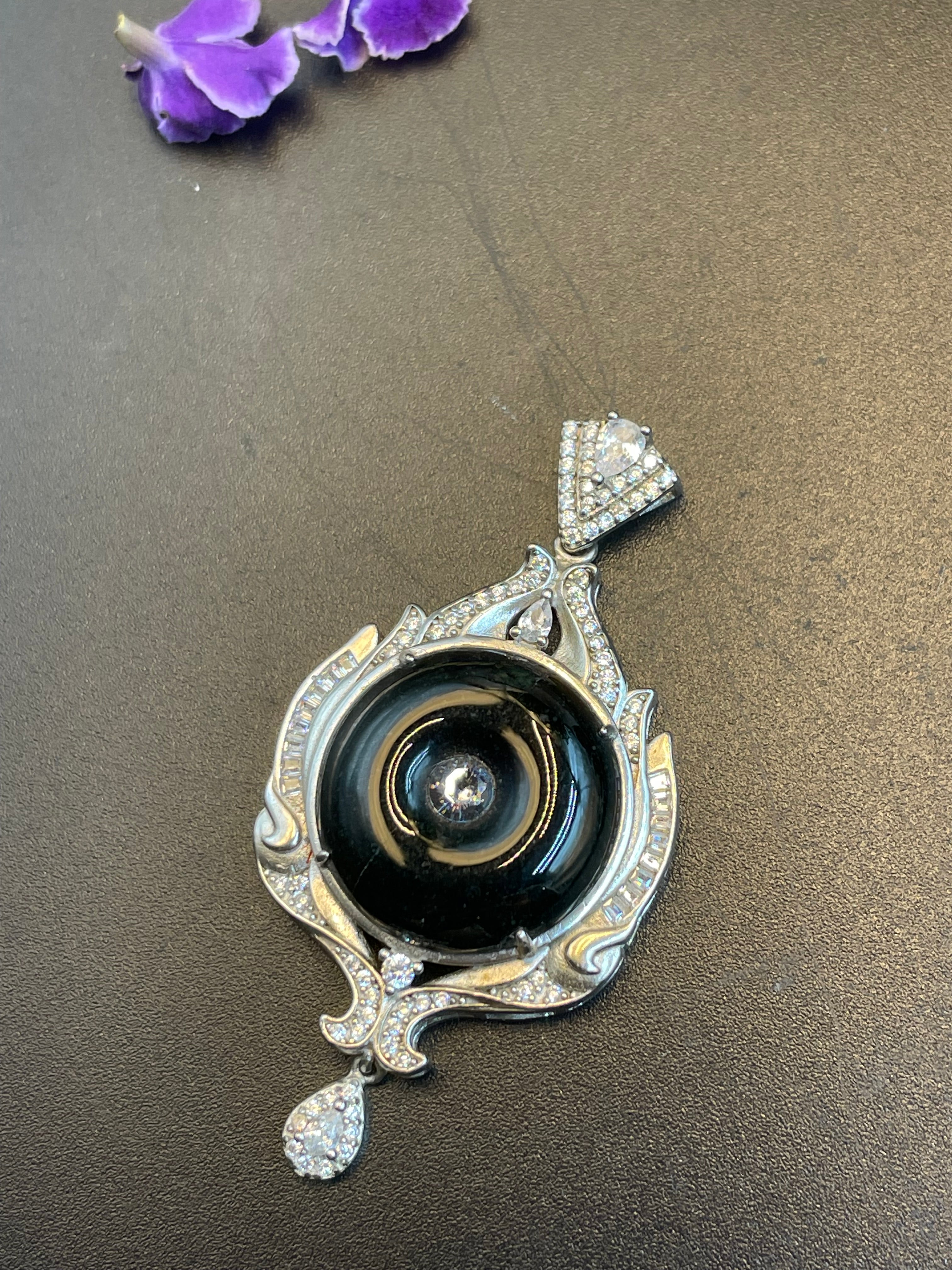 天然翡翠平安扣墨翠吊墜