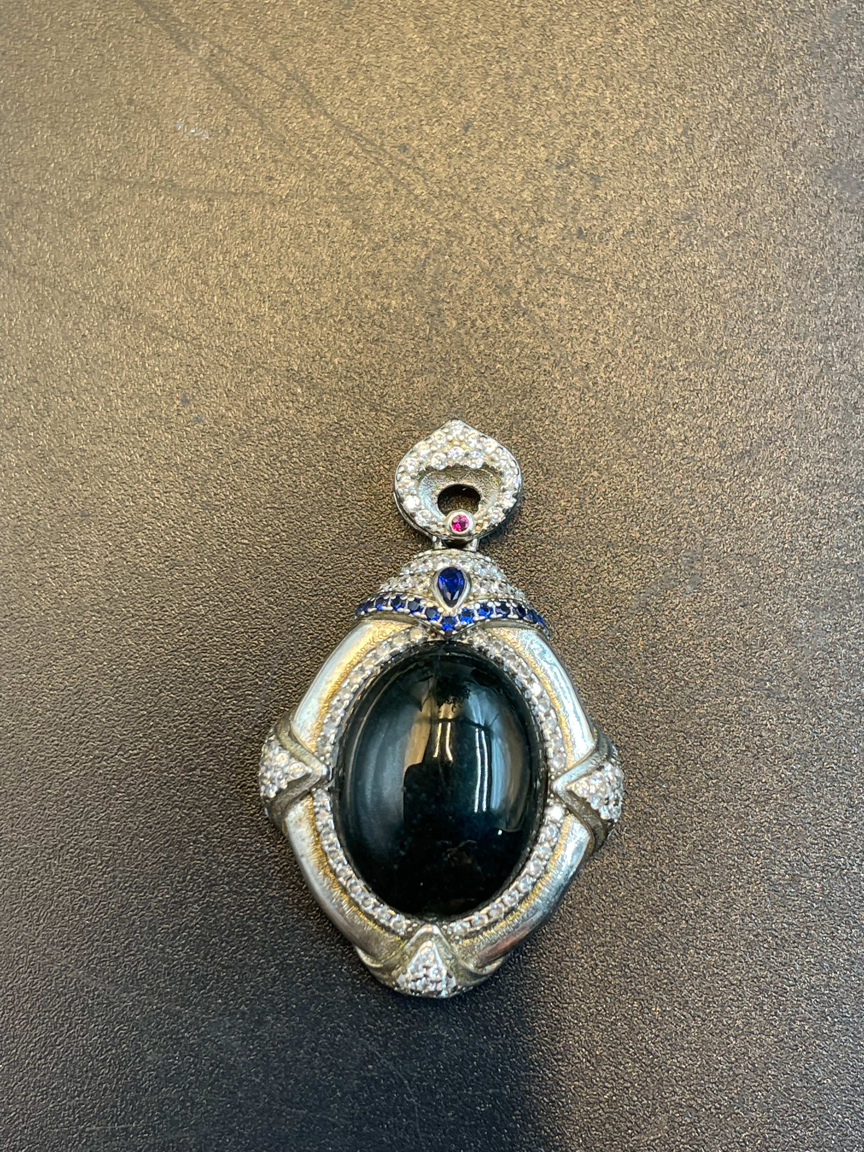 天然翡翠墨翠蛋面吊墜