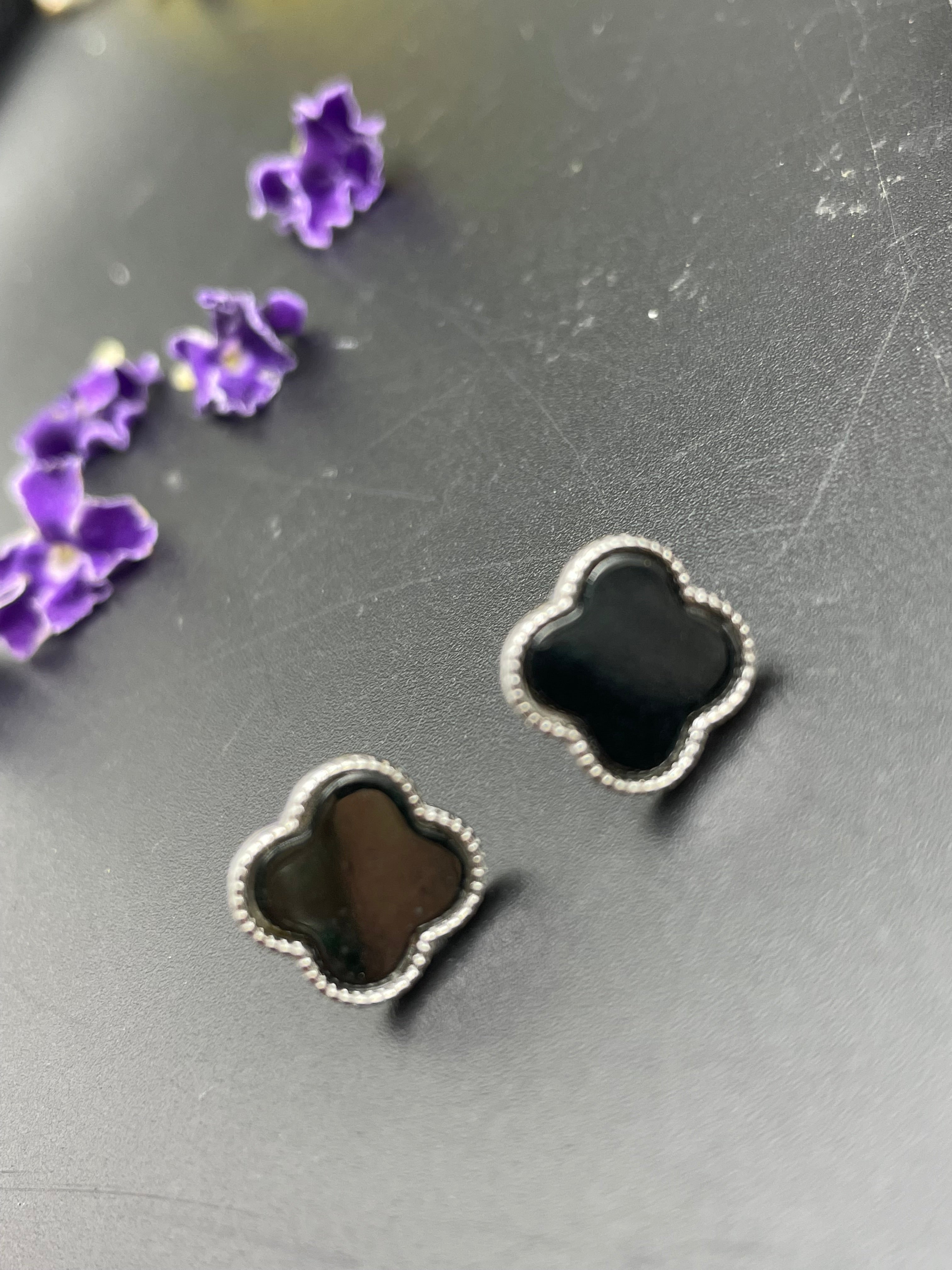 天然翡翠方形/珠子/四葉草/葫蘆墨翠耳環