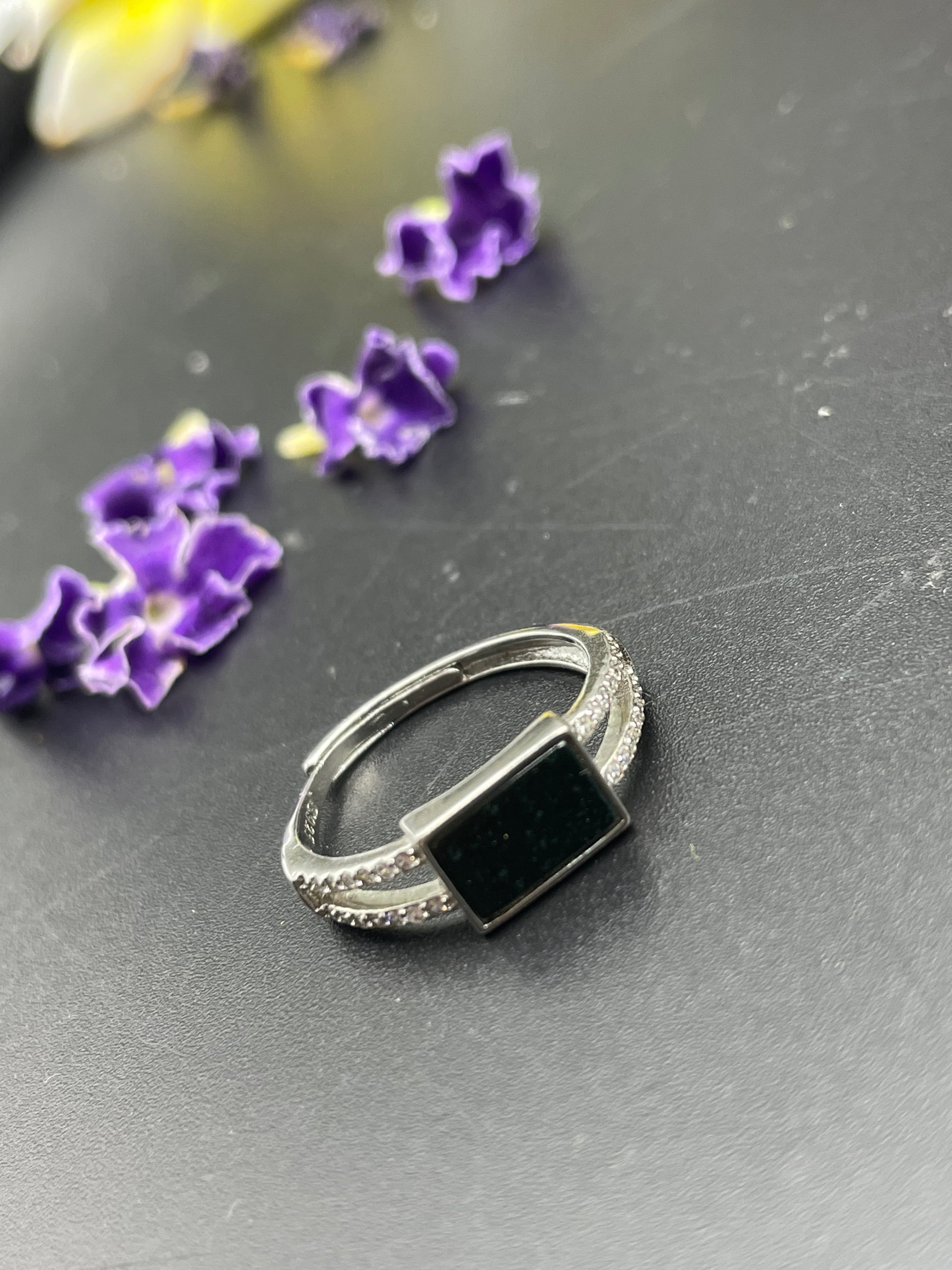 天然翡翠方形/圓形/愛心/葫蘆墨翠戒指