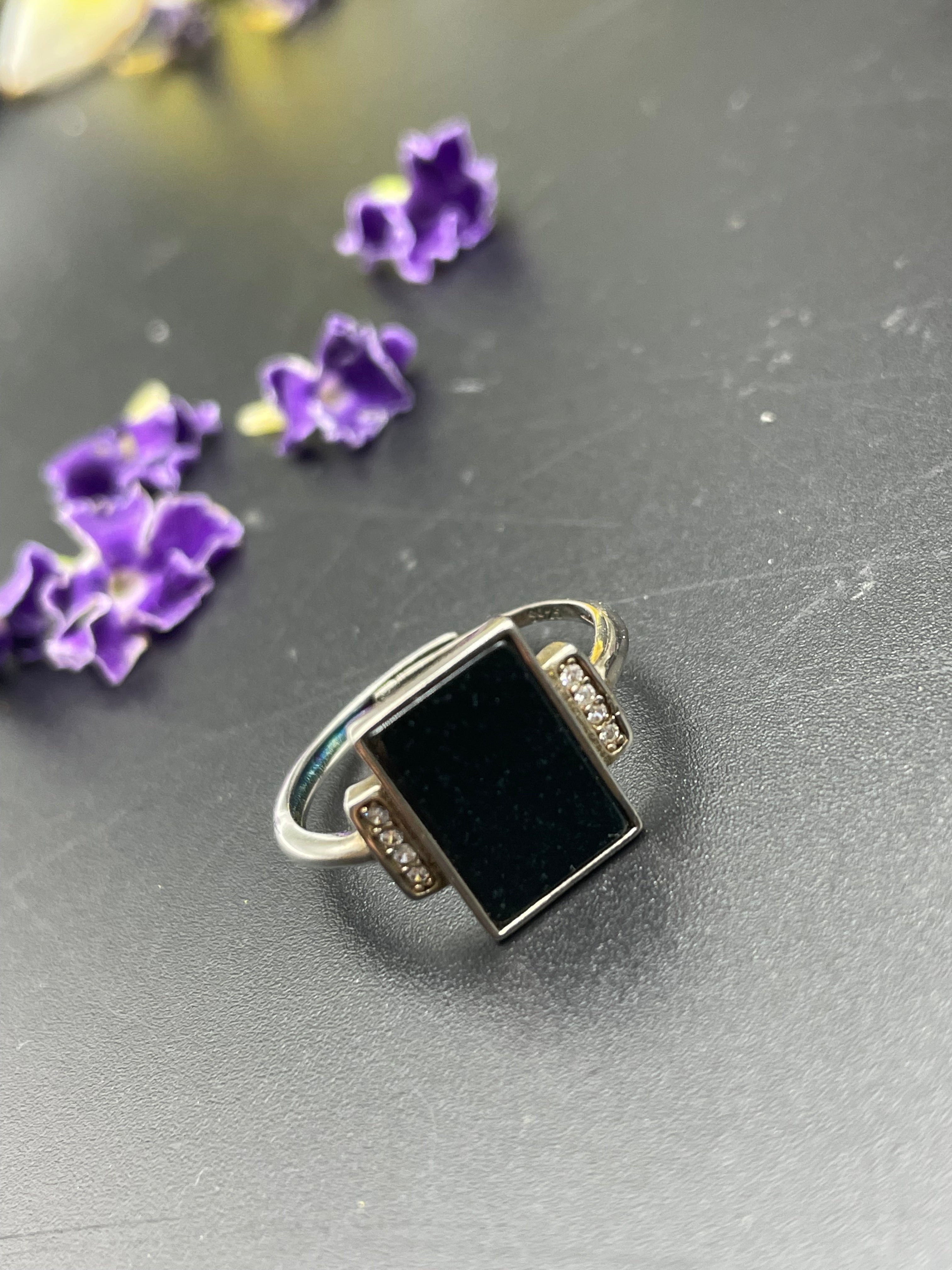 天然翡翠方形/圓形/愛心/葫蘆墨翠戒指