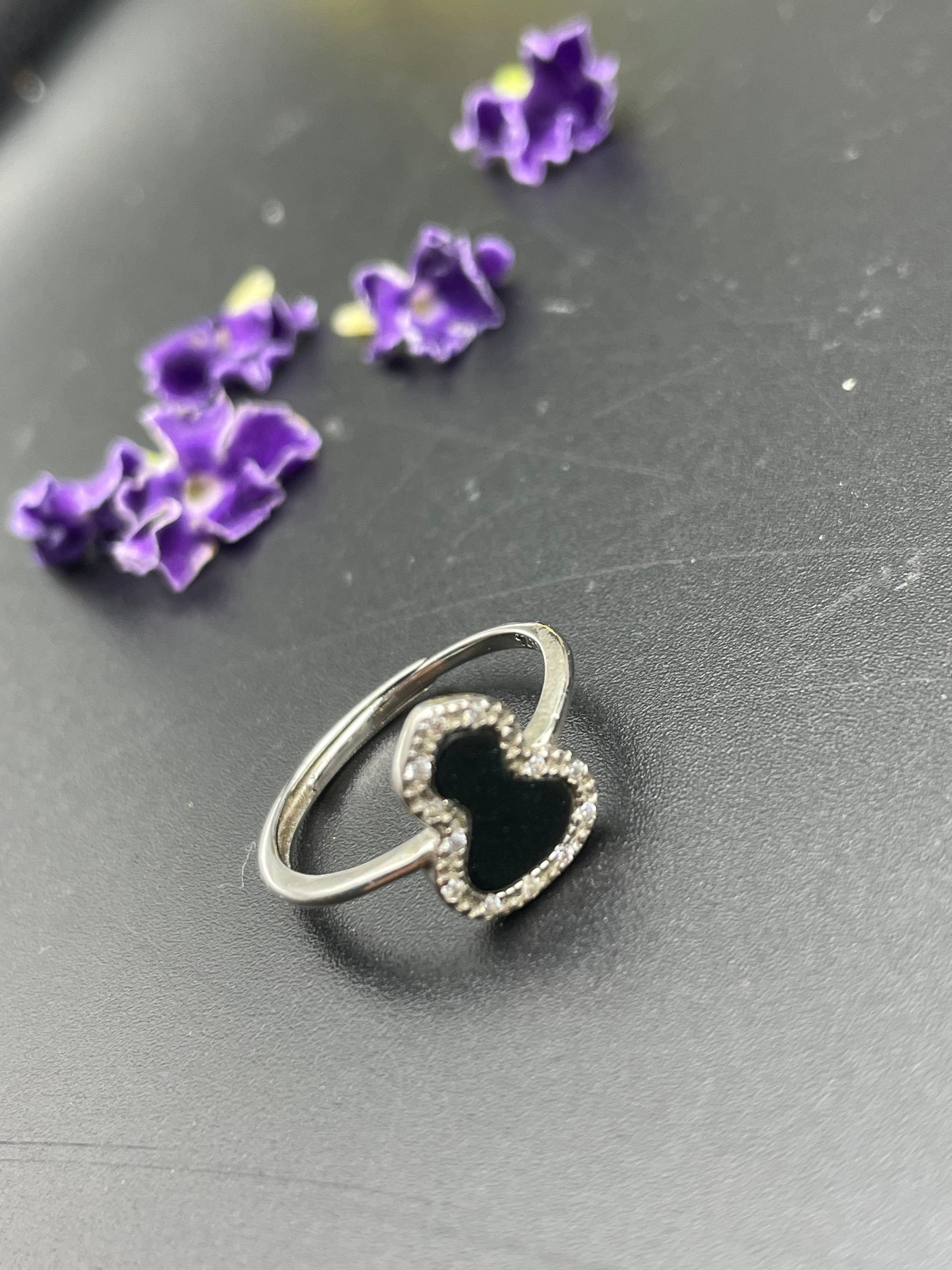 天然翡翠方形/圓形/愛心/葫蘆墨翠戒指