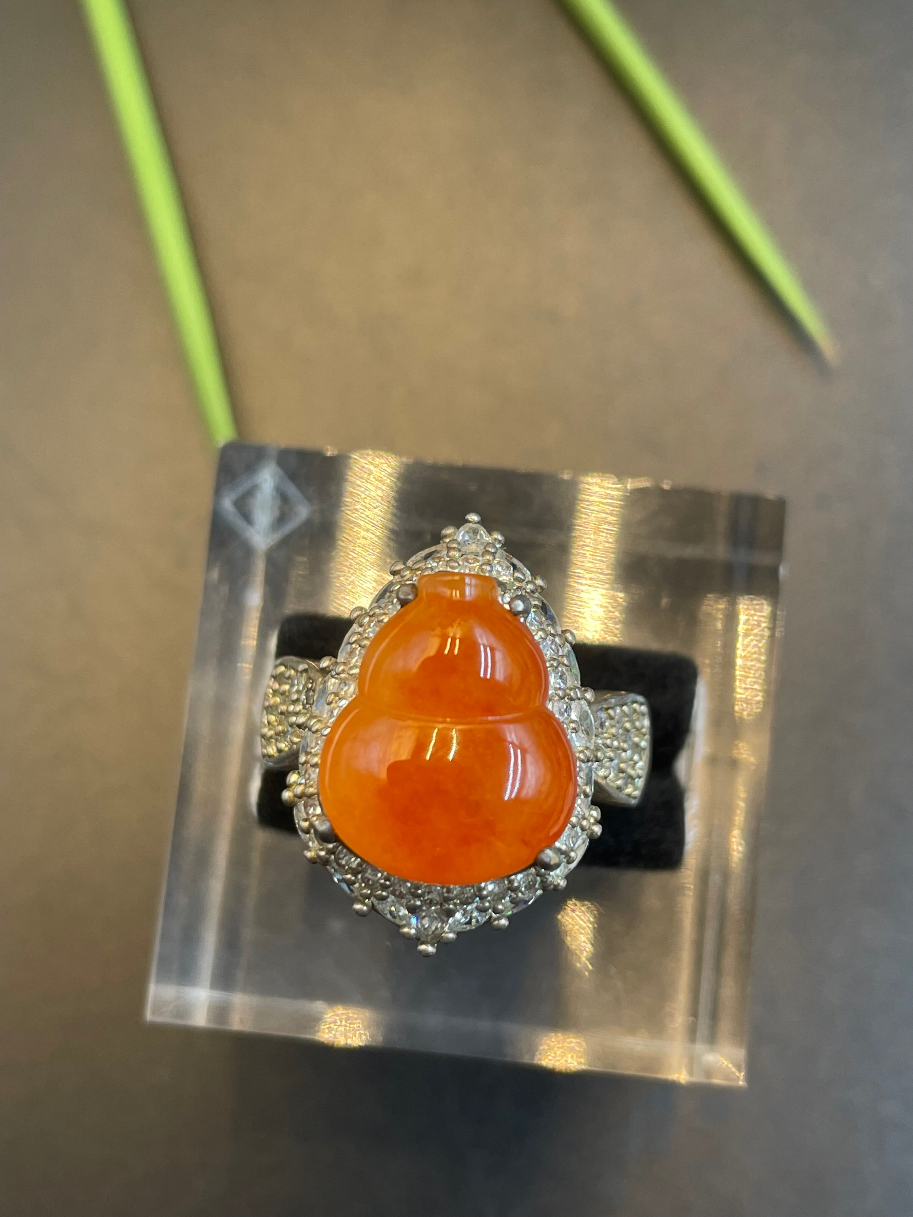 緬甸天然翡翠紅翡福祿蛋面戒指