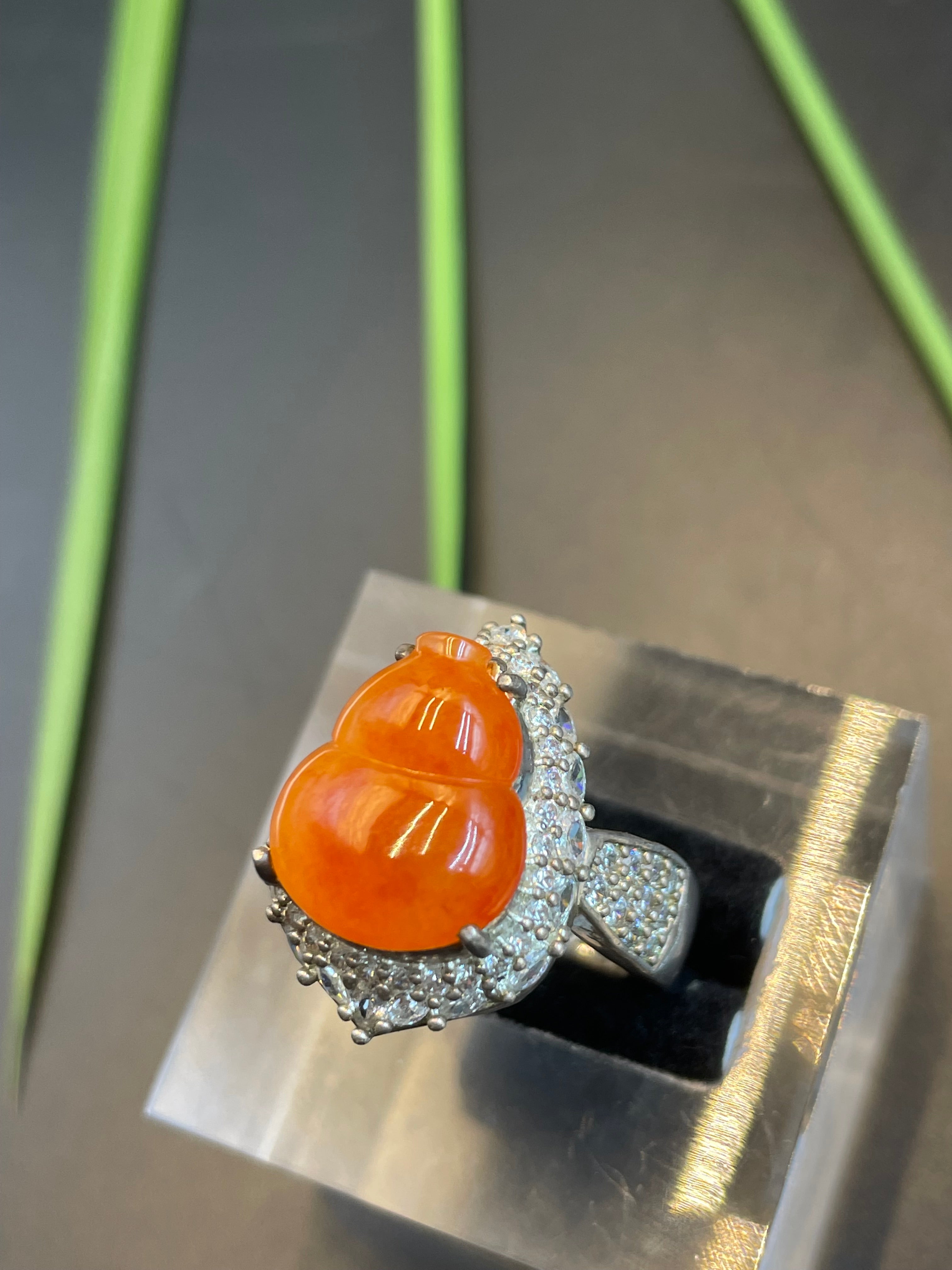 緬甸天然翡翠紅翡福祿蛋面戒指