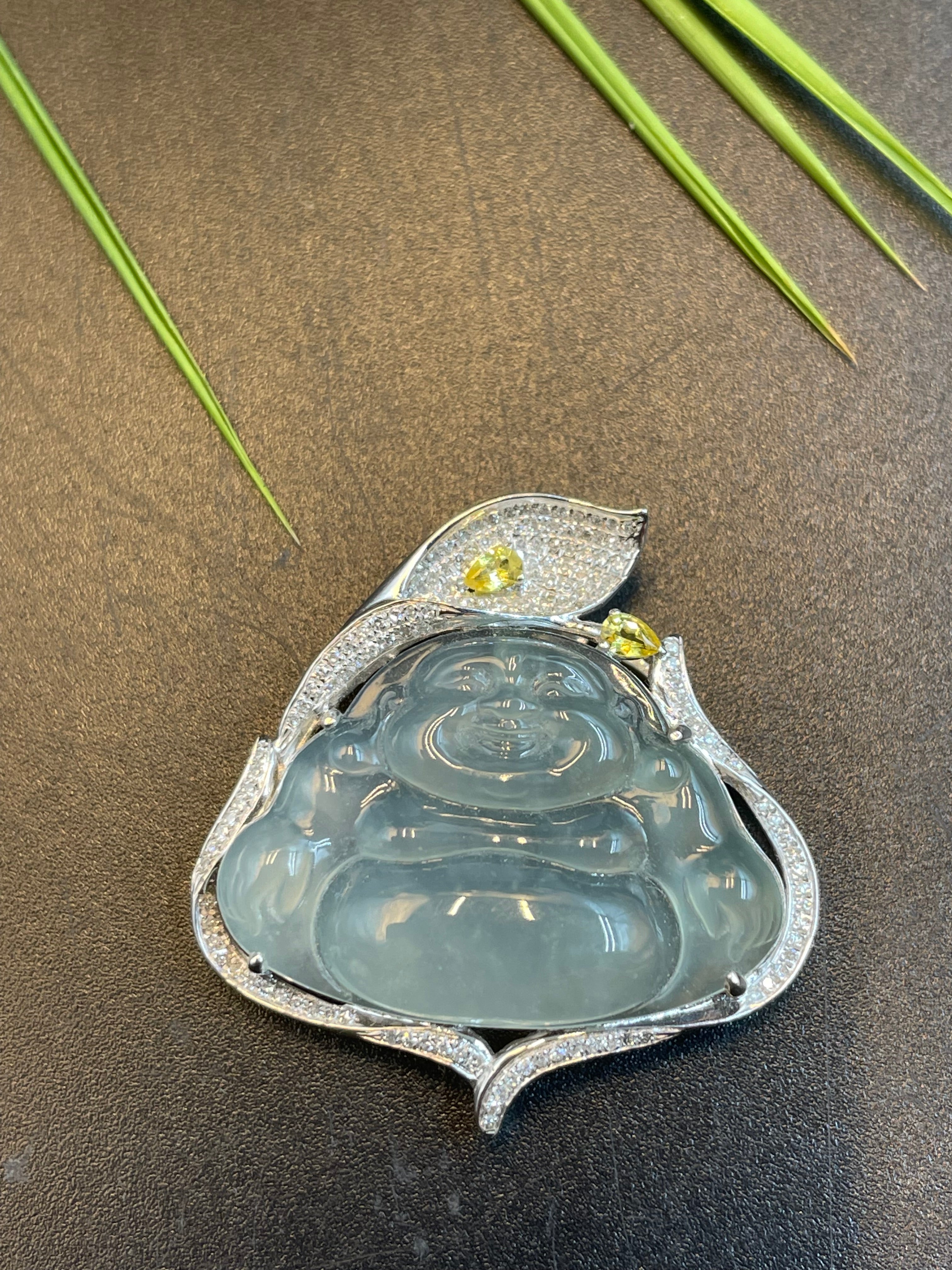 緬甸天然翡翠冰種彌勒吊墜