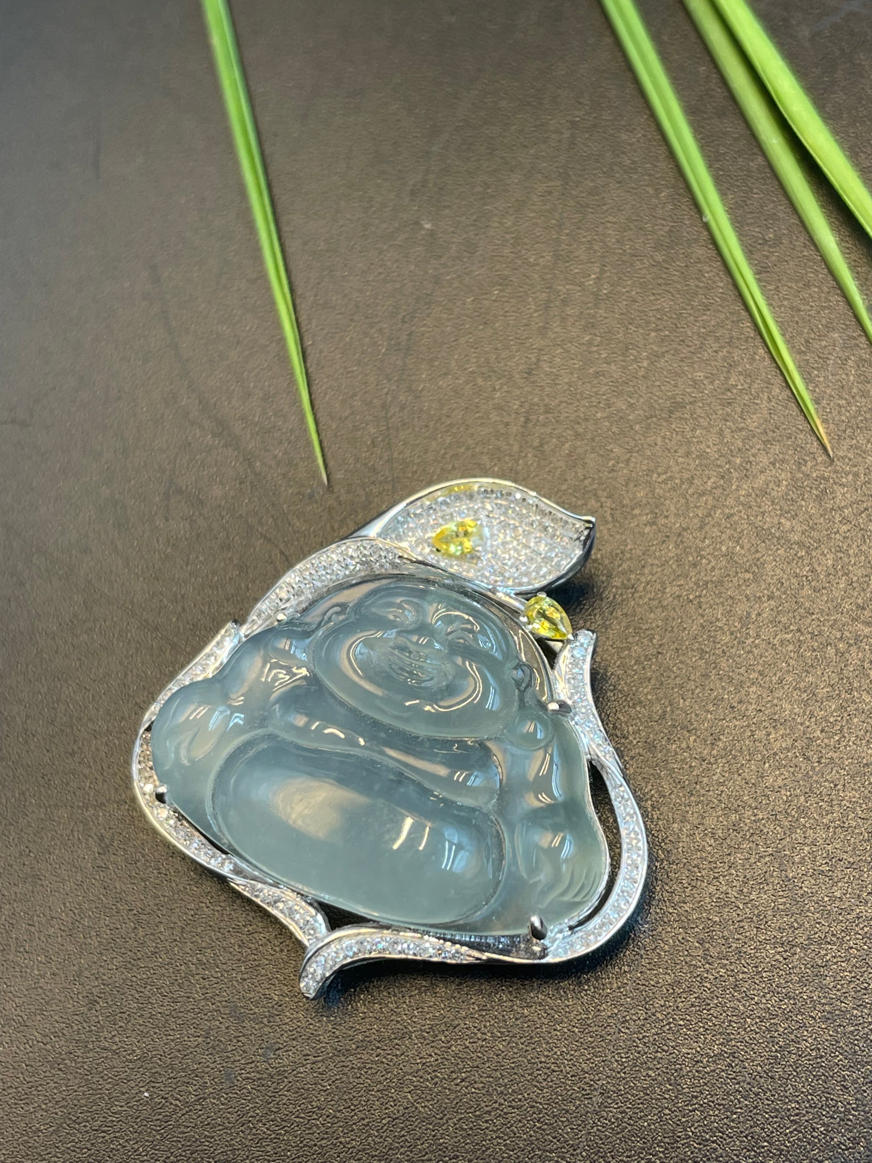 緬甸天然翡翠冰種彌勒吊墜