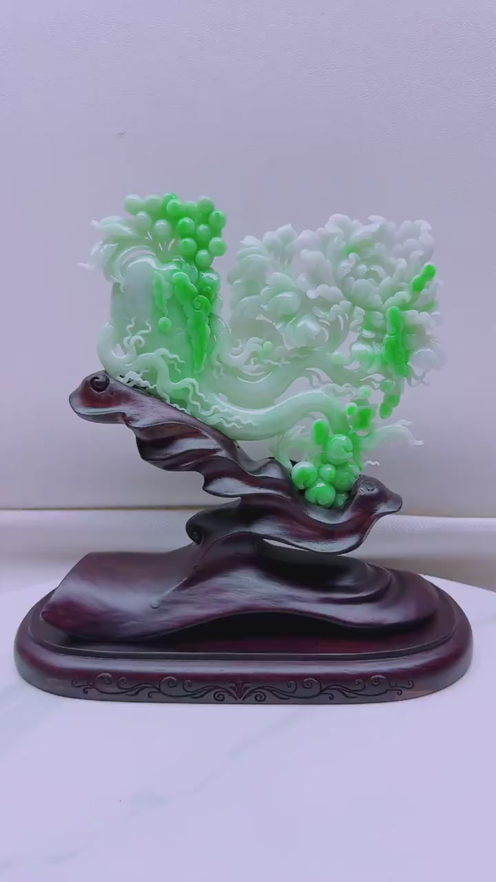 翡翠花开富贵擺件