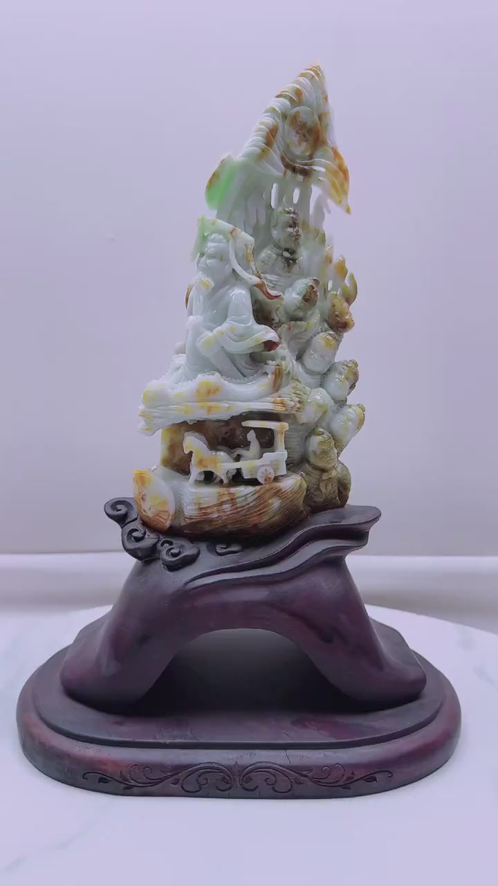緬甸天然翡翠玉石精雕一統天下擺件