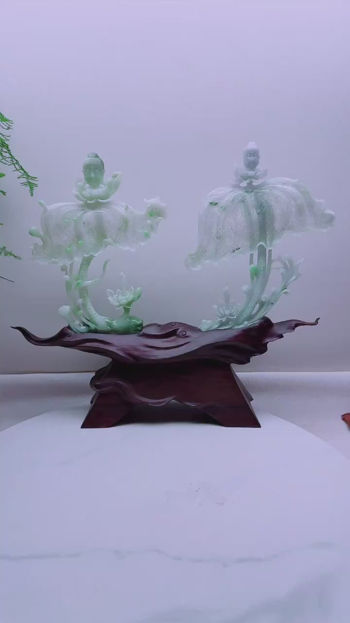 緬甸天然翡翠玉石精雕擺件