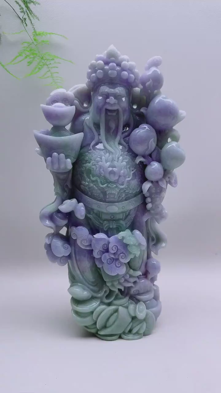 緬甸天然翡翠玉石精雕財神擺件