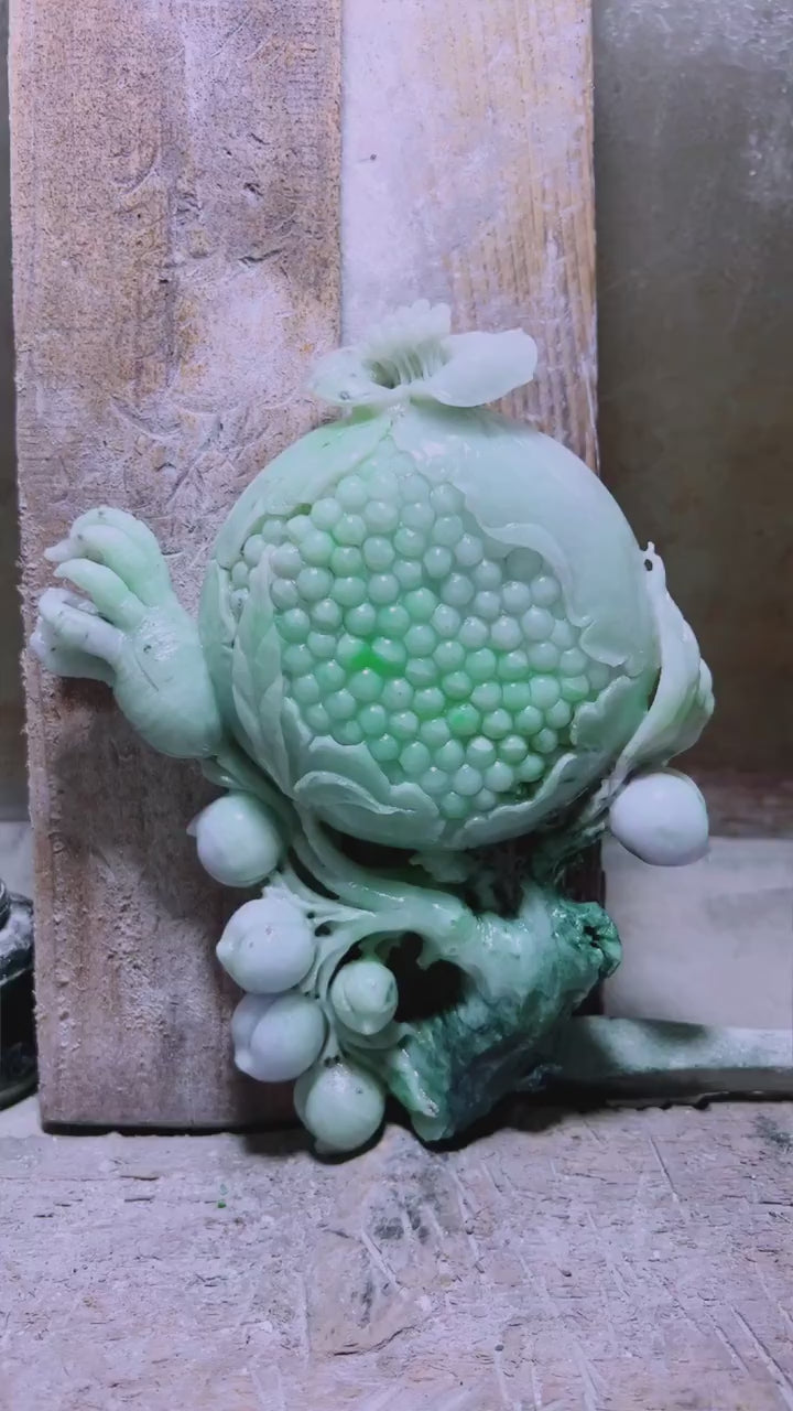 翡翠 多子多福擺件