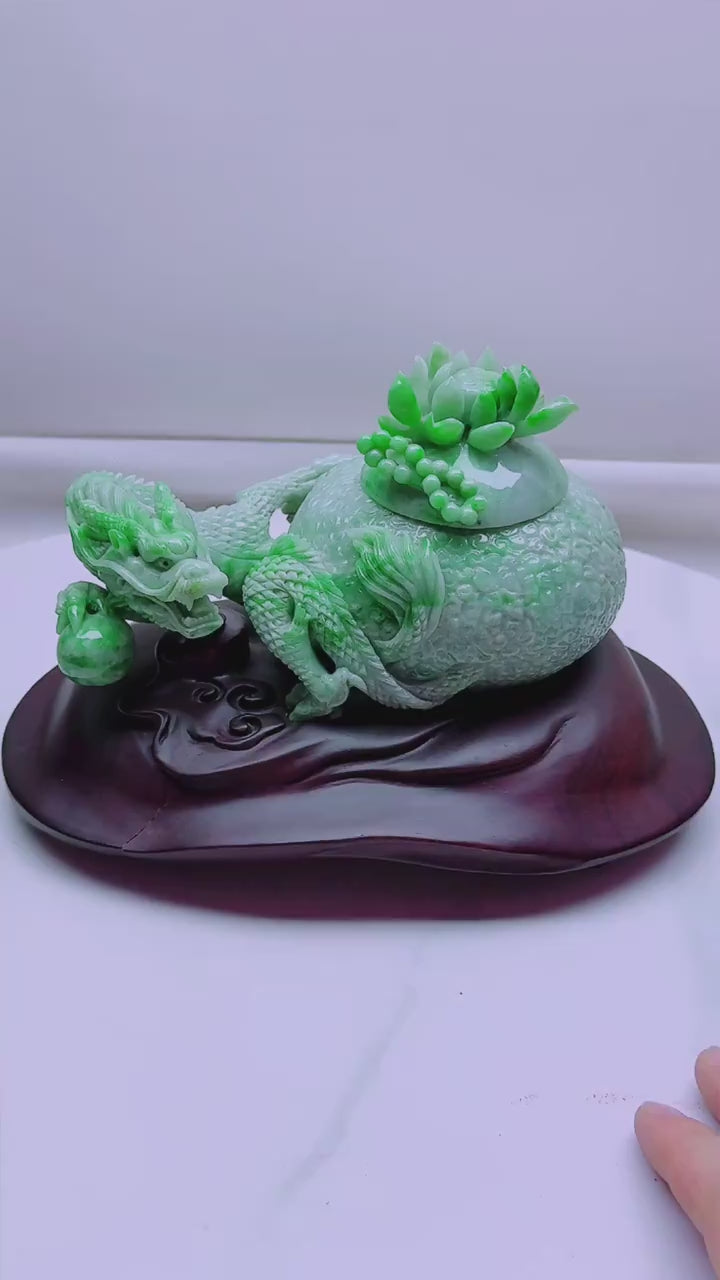 翡翠盤龍壺擺件