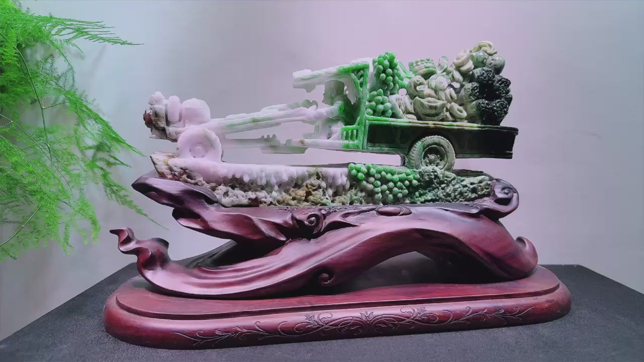 緬甸天然翡翠玉石精雕收獲滿滿擺件