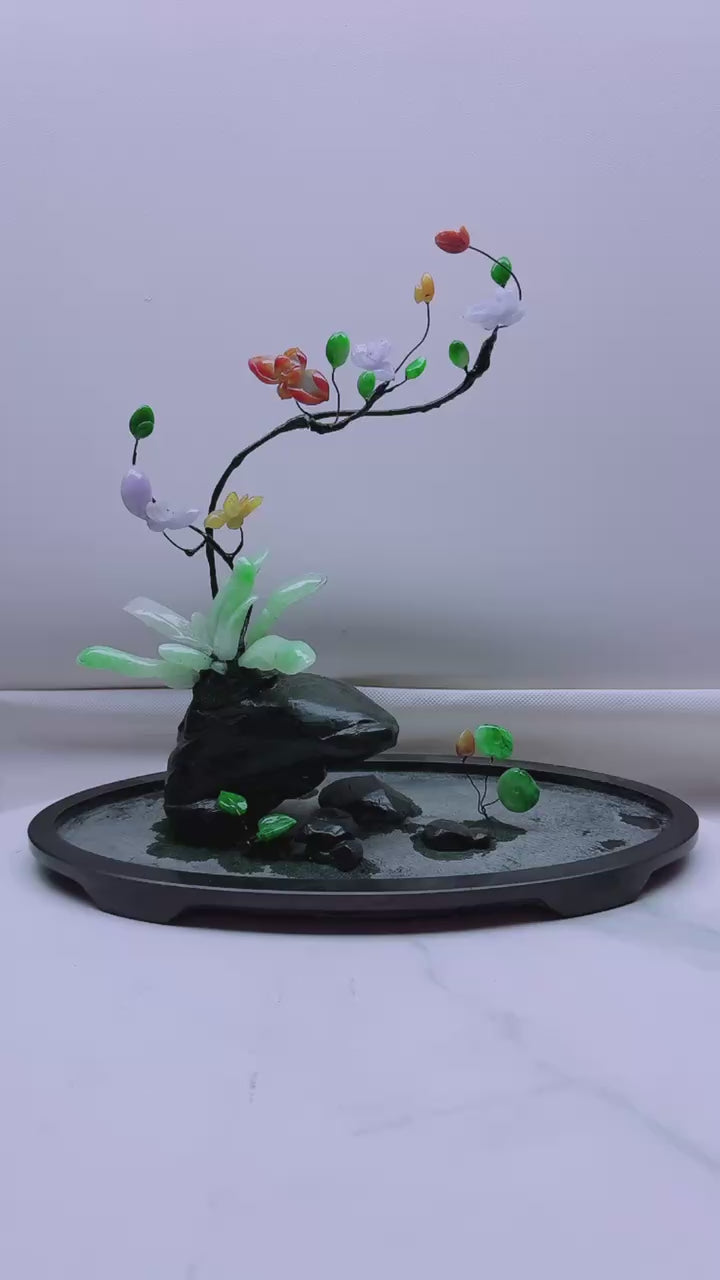 翡翠禪意梅花擺件