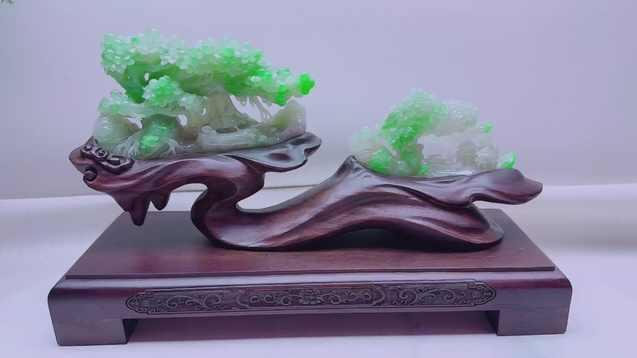 翡翠田園野趣擺件