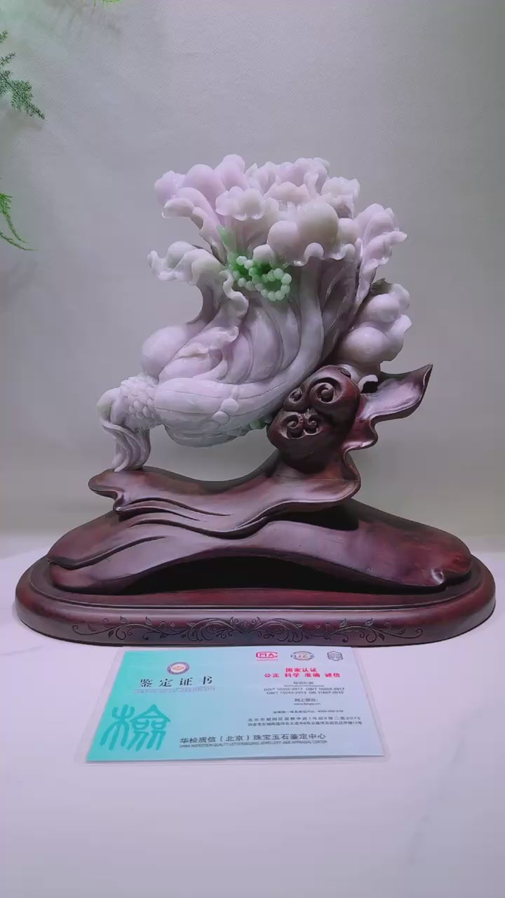 緬甸天然翡翠玉石精雕百財擺件