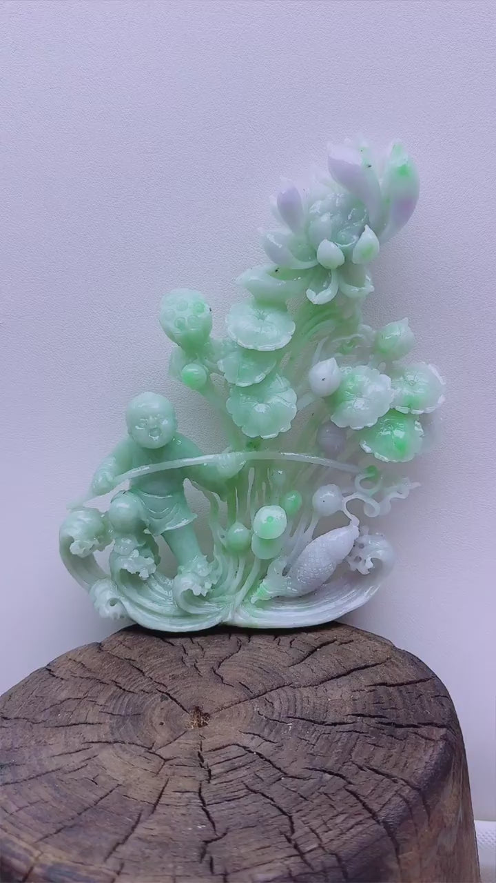 翡翠 年年有魚擺件