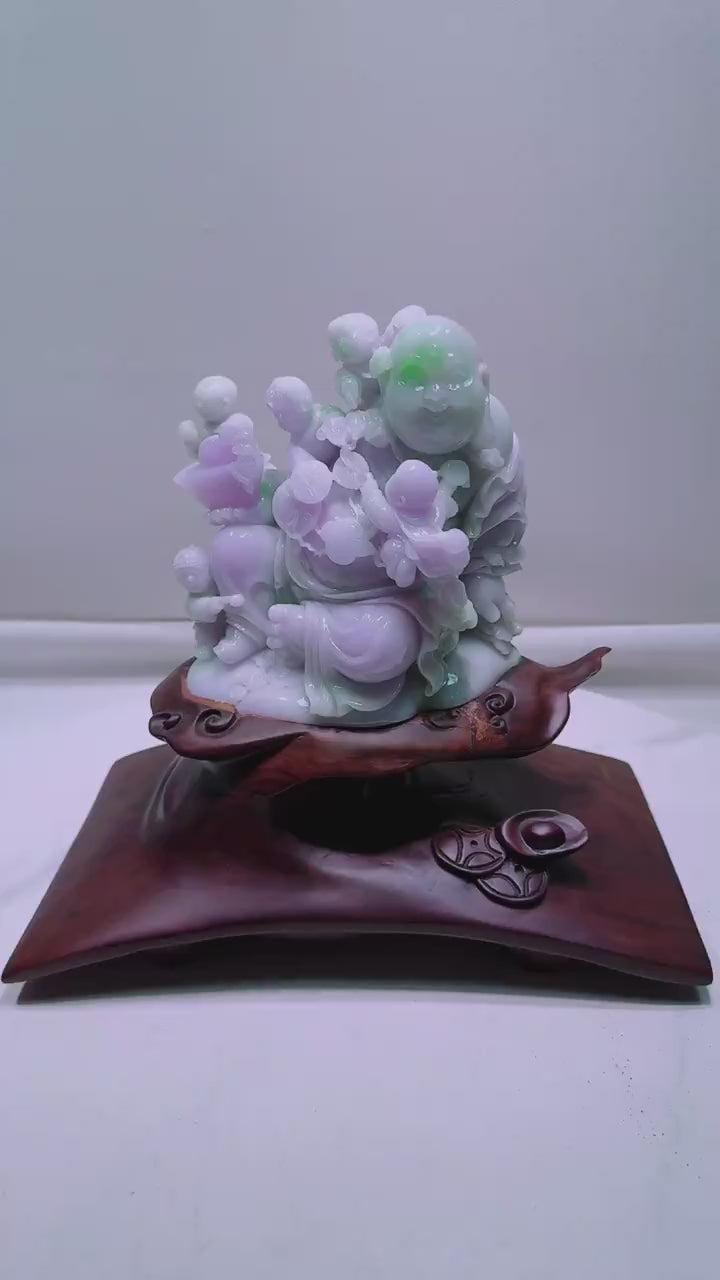 緬甸天然翡翠玉石精雕彌勒擺件
