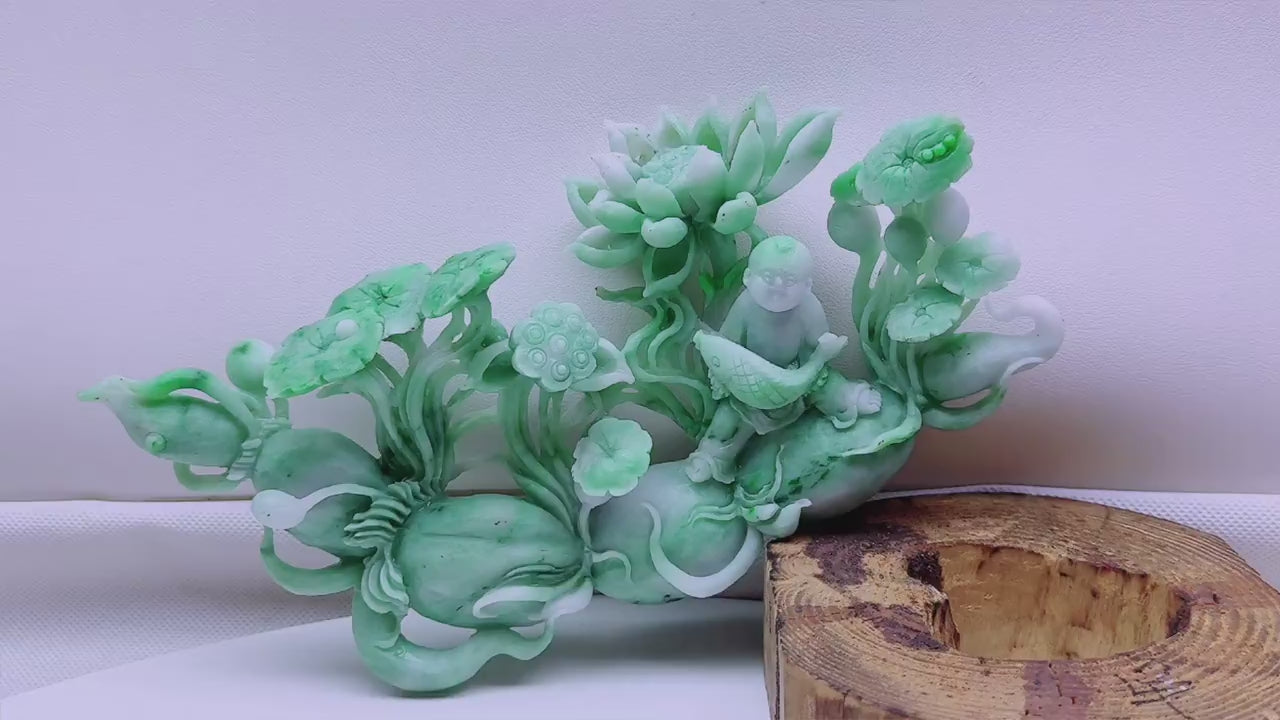 翡翠年年有魚擺件