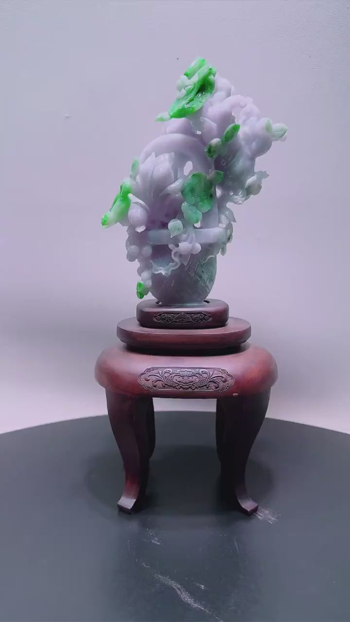 缅甸天然玉石翡翠精雕如意連連摆件