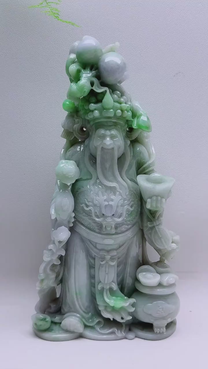 緬甸天然翡翠玉石精雕財神擺件
