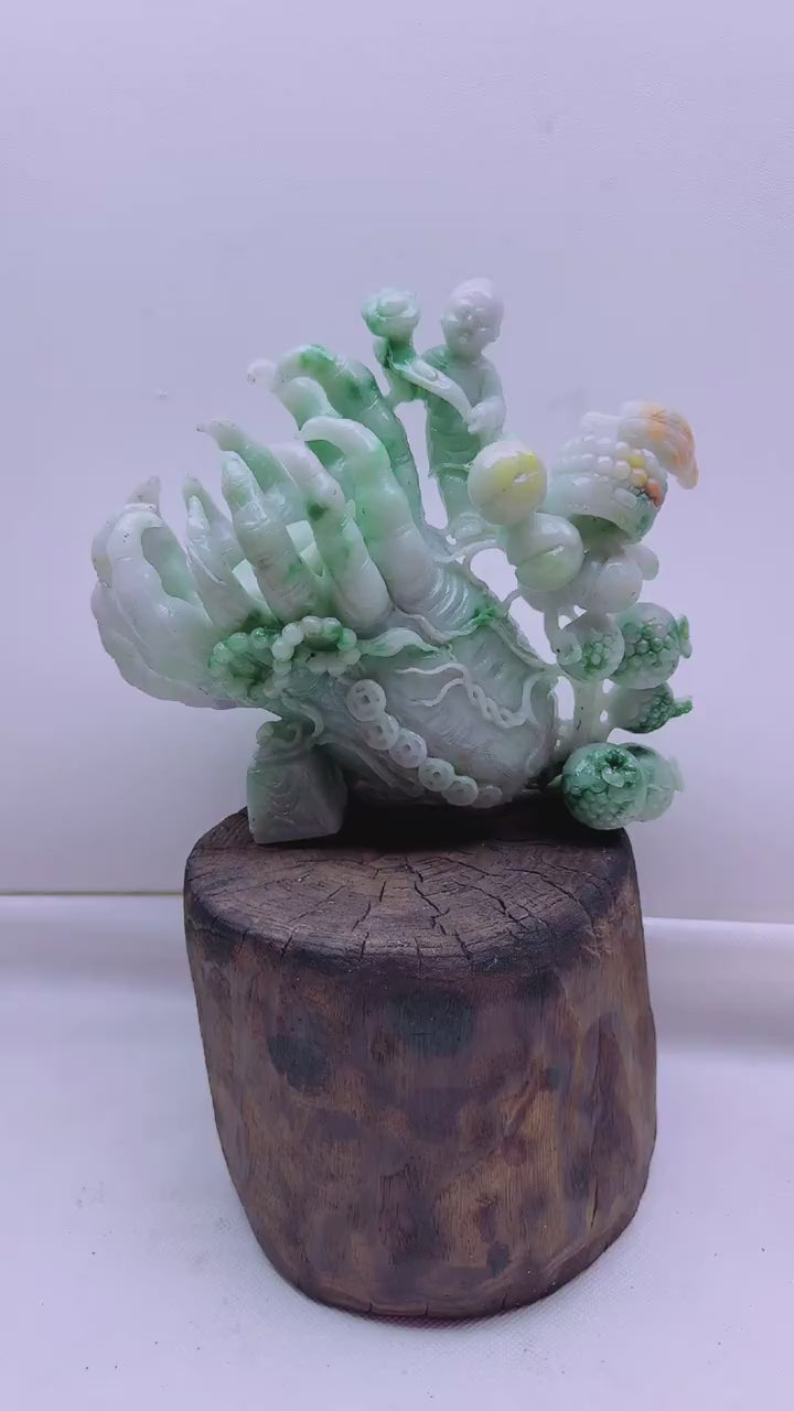 翡翠如意豐登擺件
