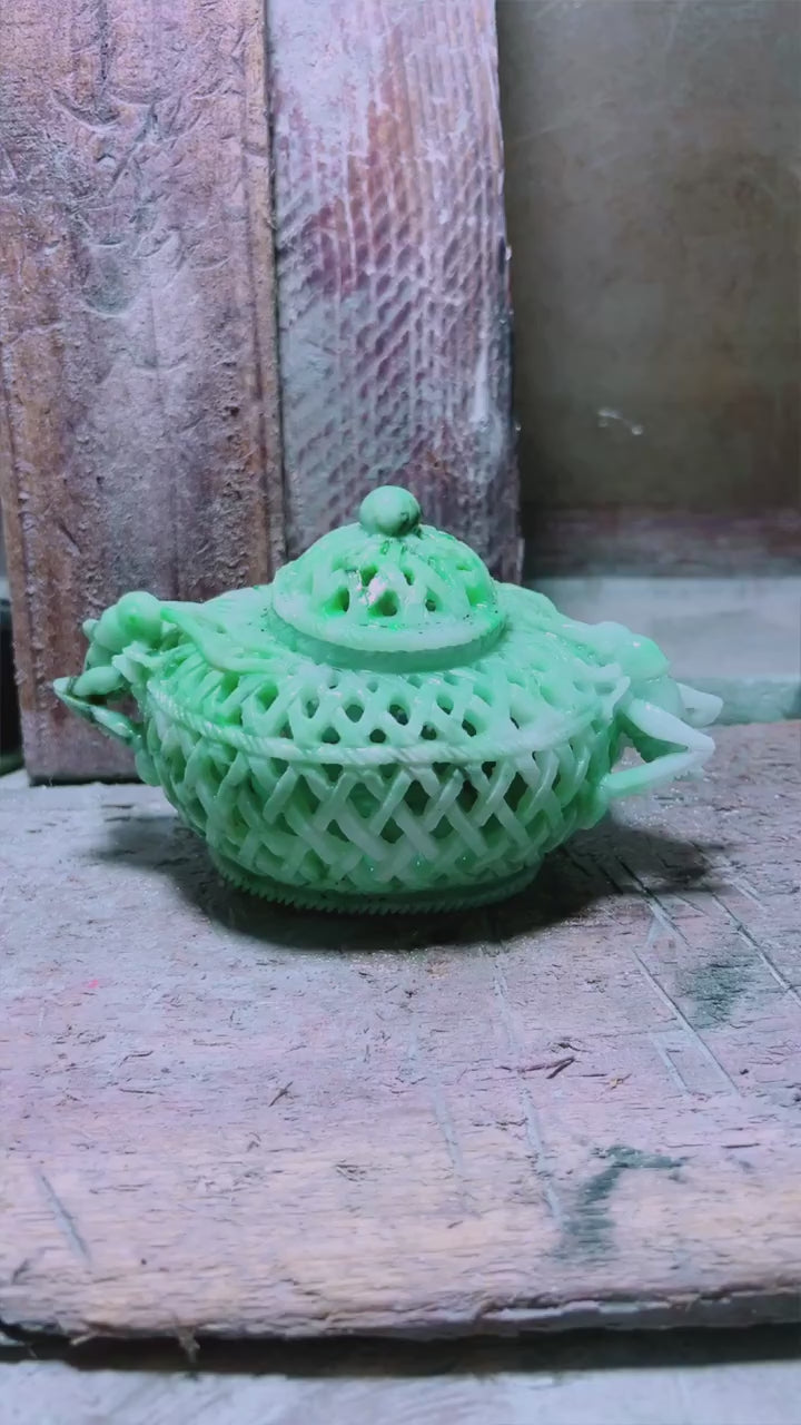 翡翠喜財入籠擺件