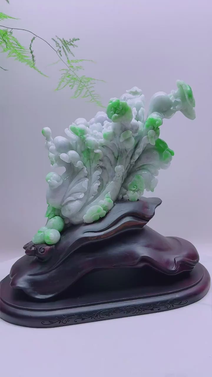緬甸天然翡翠玉石精雕百財擺件
