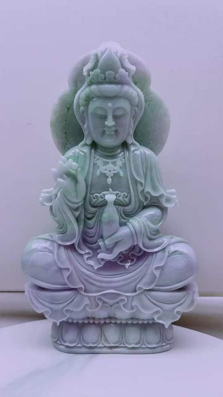 翡翠淨瓶觀音擺件