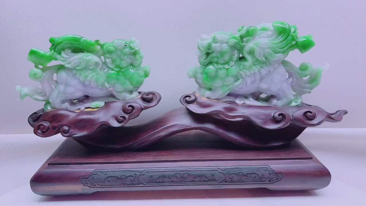 緬甸天然翡翠玉石精雕飛天貔貅擺件