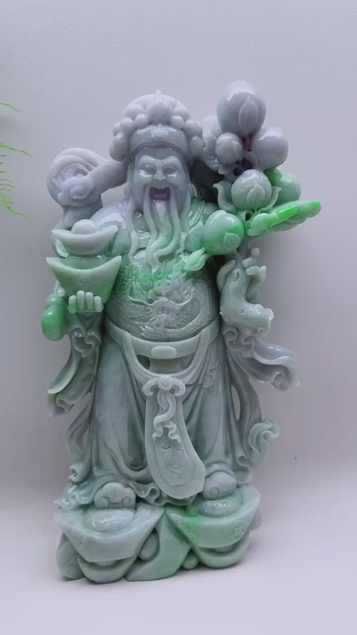 緬甸天然翡翠玉石精雕財神擺件