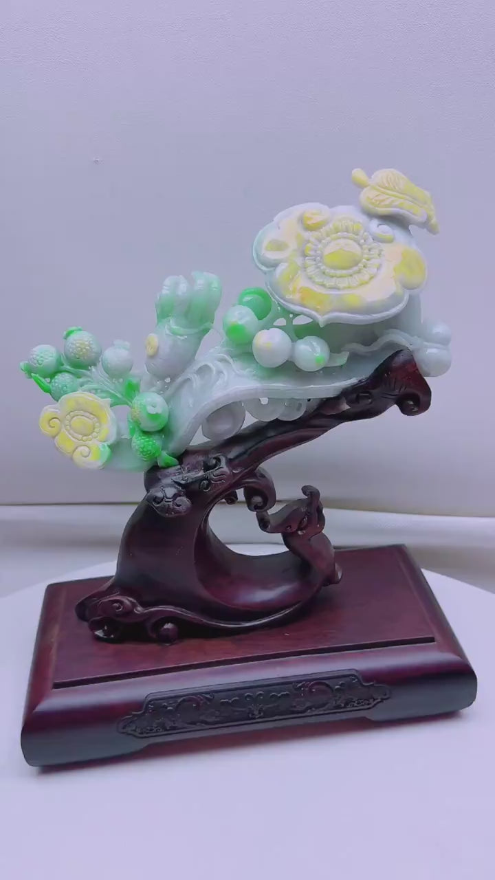 翡翠如意瓜果擺件