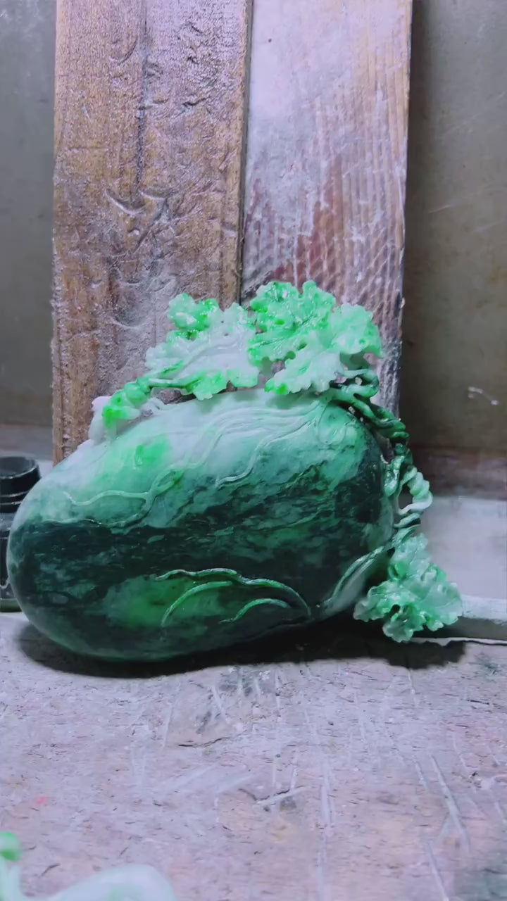 翡翠石樹共生擺件