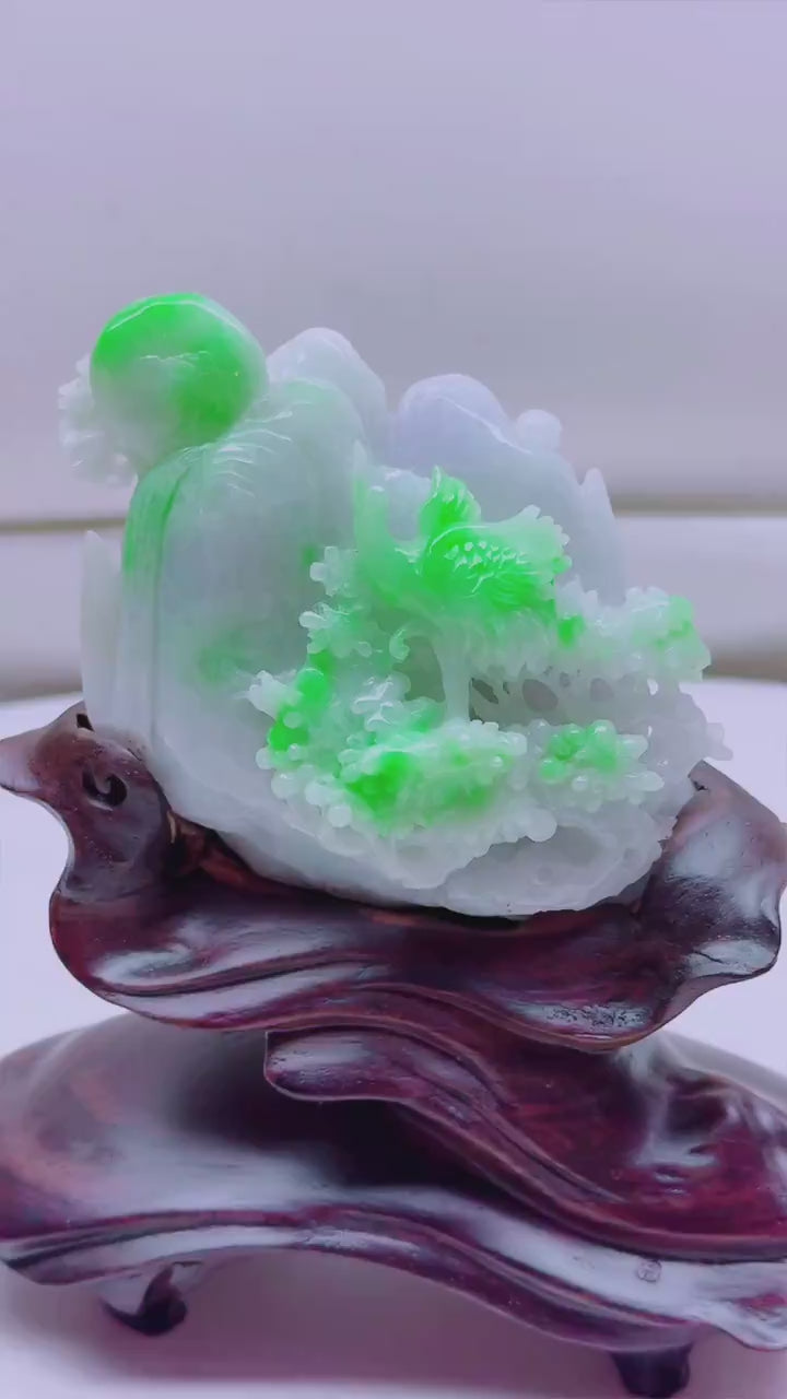 翡翠仙鶴擺件