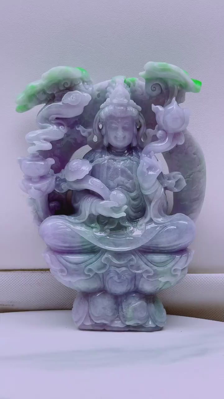 翡翠紫羅蘭如懿觀音擺件