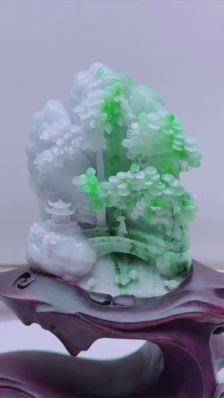 翡翠雙色山水擺件