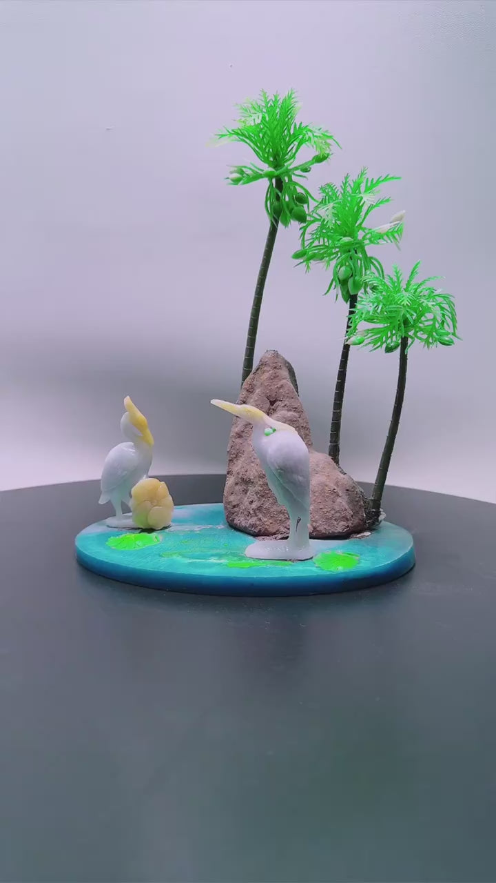 缅甸天然玉石翡翠精雕仙鶴摆件